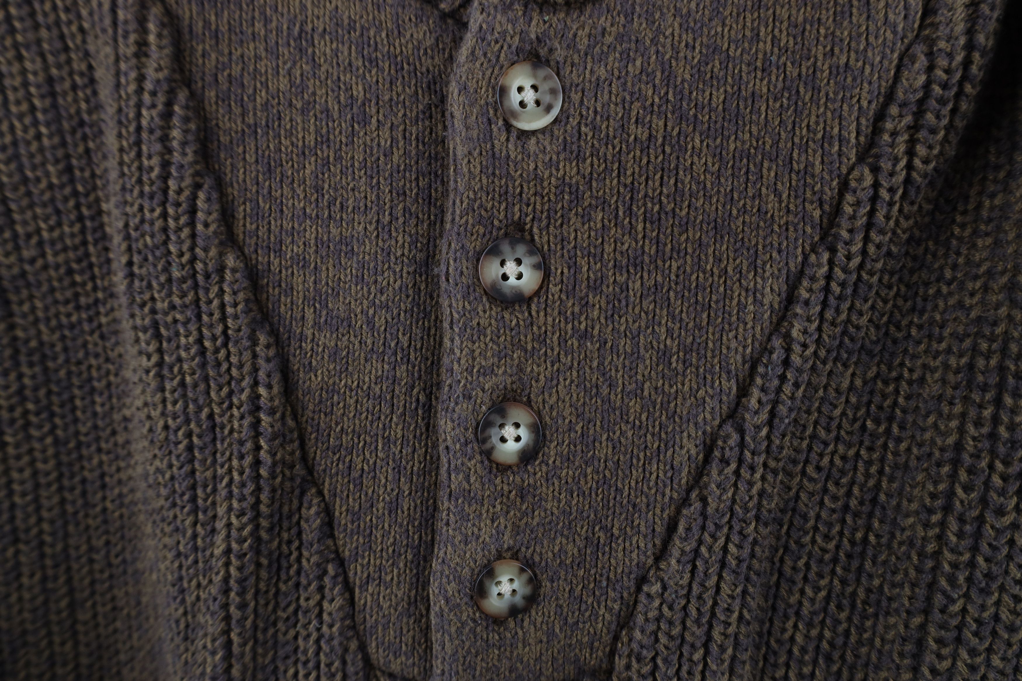 Cabelas Vintage Cabelas Cotton Ribbed Knit Henley Sweater Brown Size US XL / EU 56 / 4 - 4 Thumbnail