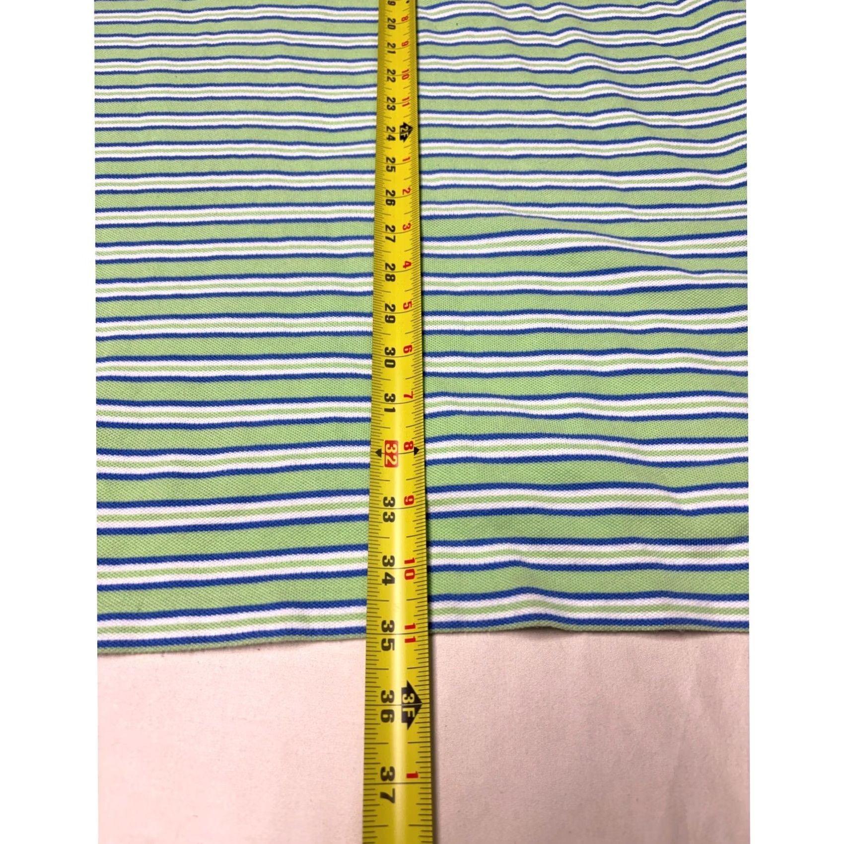Polo Ralph Lauren Polo Ralph Lauren Polo Shirt Mens 4XB Big & Tall Striped Cotton Pique Green Blue White with Pink Pony Logo Shirt Size US XXL / EU 58 / 5 - 5 Thumbnail