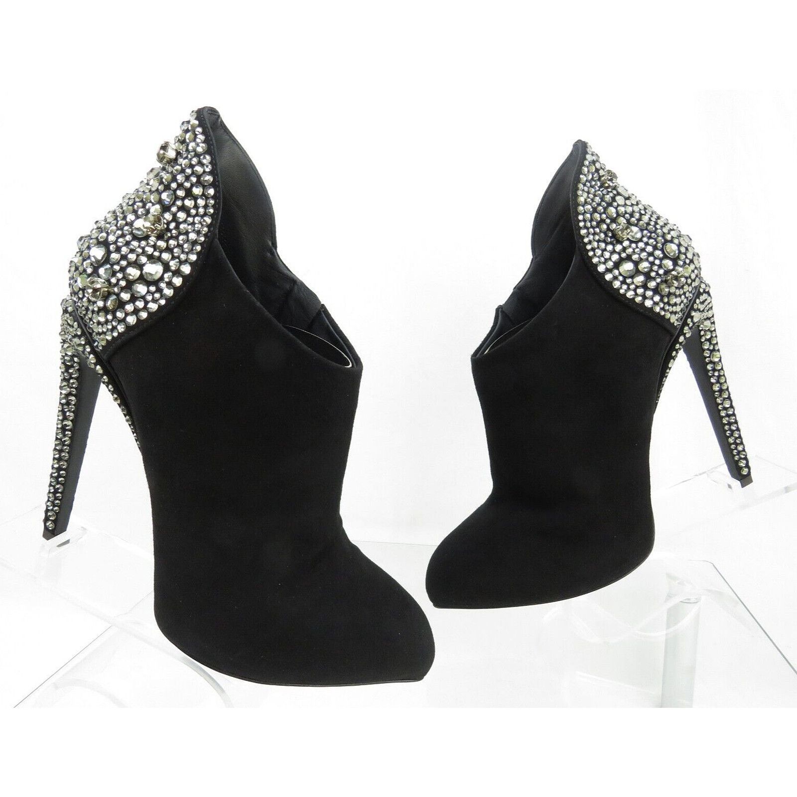 Giuseppe Zanotti LOPEZ FRIDA 120 BLACK SUEDE CRYSTALS ZIP BOOTIE PUMPS 40 Size US 10 / IT 40 - 6 Thumbnail