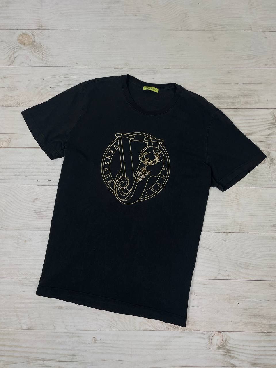 image of Versace Lion Flowers T-Shirt Big Logo Luxury in Black, Men's (Size XL)