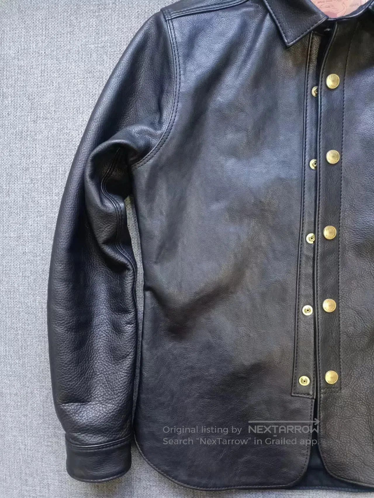 Japanese Brand black leather button. Size US M / EU 48-50 / 2 - 3 Thumbnail