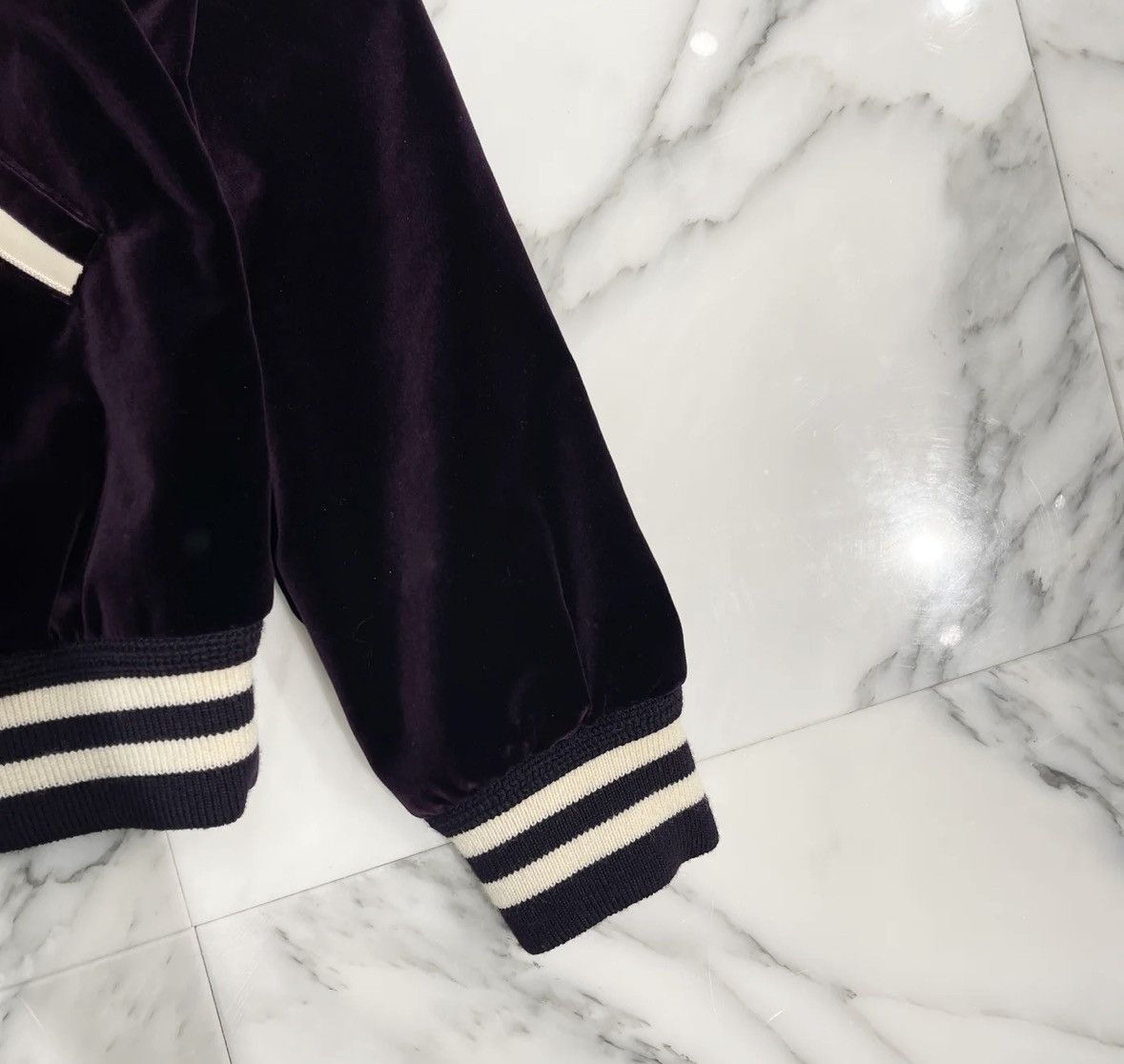 Celine Celine 20FW leather trimming velvet teddy varsity sz48 Size US M / EU 48-50 / 2 - 6 Thumbnail