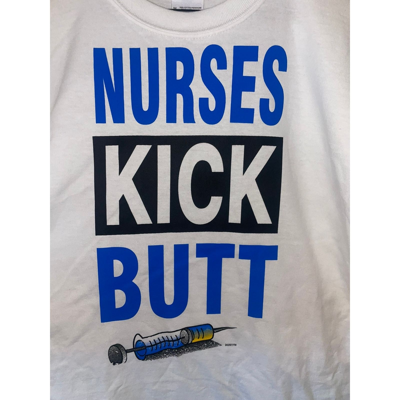 Gildan Y2K Nurses Kick Butt Graphic Nurse White Shirt Tee 2000s M Size US M / EU 48-50 / 2 - 4 Thumbnail