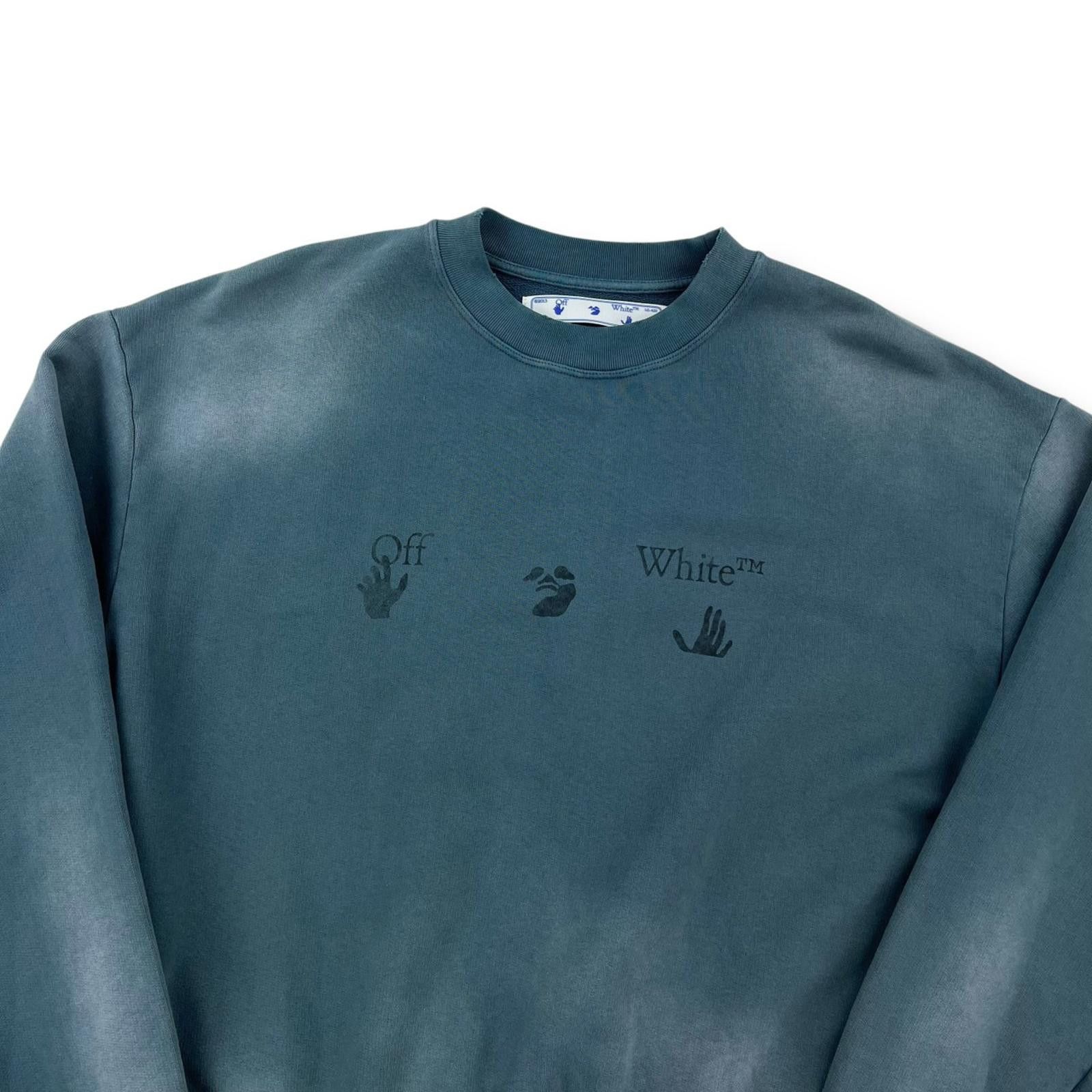 Off-White Off-White Hand Print Distressed Teal Sweatshirt Size US XS / EU 42 / 0 - 1 Thumbnail