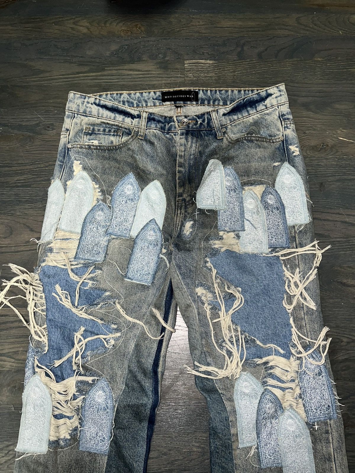 Who Decides War PATCHED ARCH REPAIRED BLOWOUT DENIM Size US 34 / EU 50 - 1 Thumbnail
