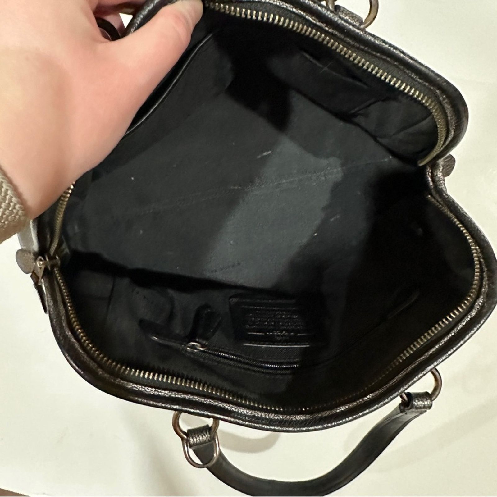 Coach Coach Nolita Gunmetal Leather Metallic Satchel Shoulder Bag Size ONE SIZE - 9 Thumbnail