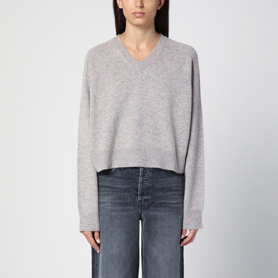 Loulou de Saison o1d2blof0824 Melange Cashmere Jumper in Light Grey Size M / US 6-8 / IT 42-44 - 1 Thumbnail