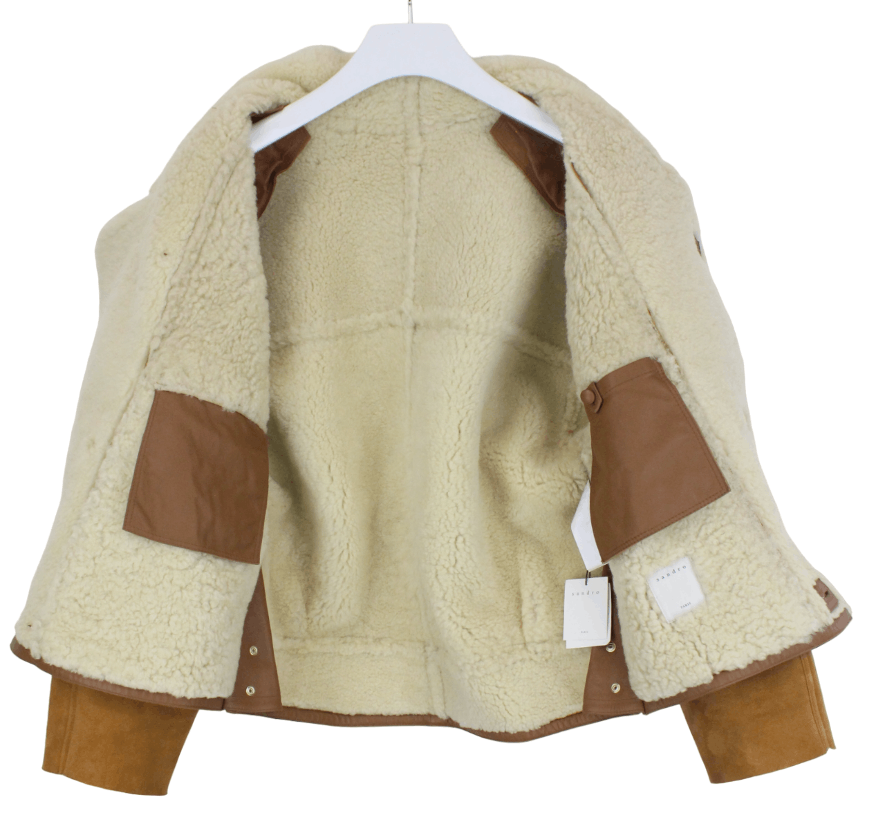 Sandro SANDRO Royal Jacket Women's MEDIUM Shearling Button Up Size M / US 6-8 / IT 42-44 - 4 Thumbnail