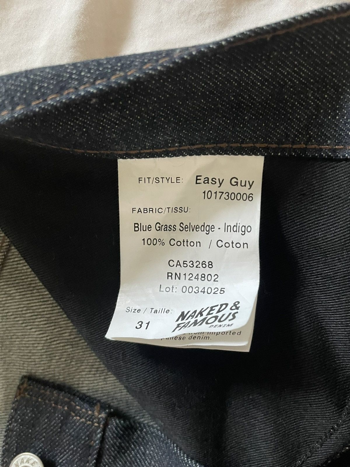 Naked & Famous Naked and Famous Easy Guy blue grass selvedfe indigo 31 x 33 Size US 31 - 3 Thumbnail