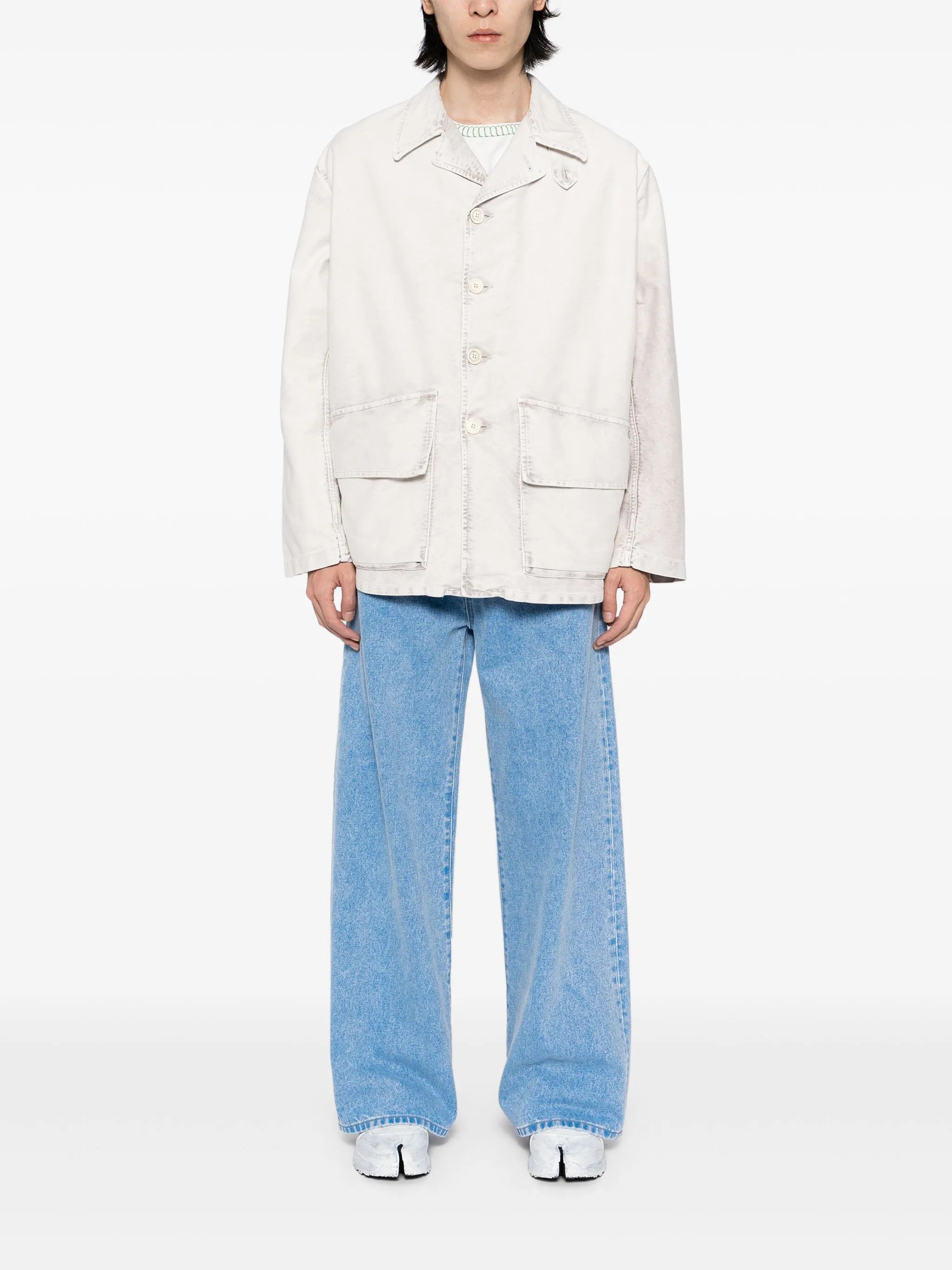 Maison Margiela o1w1db10226 Cotton Shirt Jacket in White Size US M / EU 48-50 / 2 - 2 Thumbnail