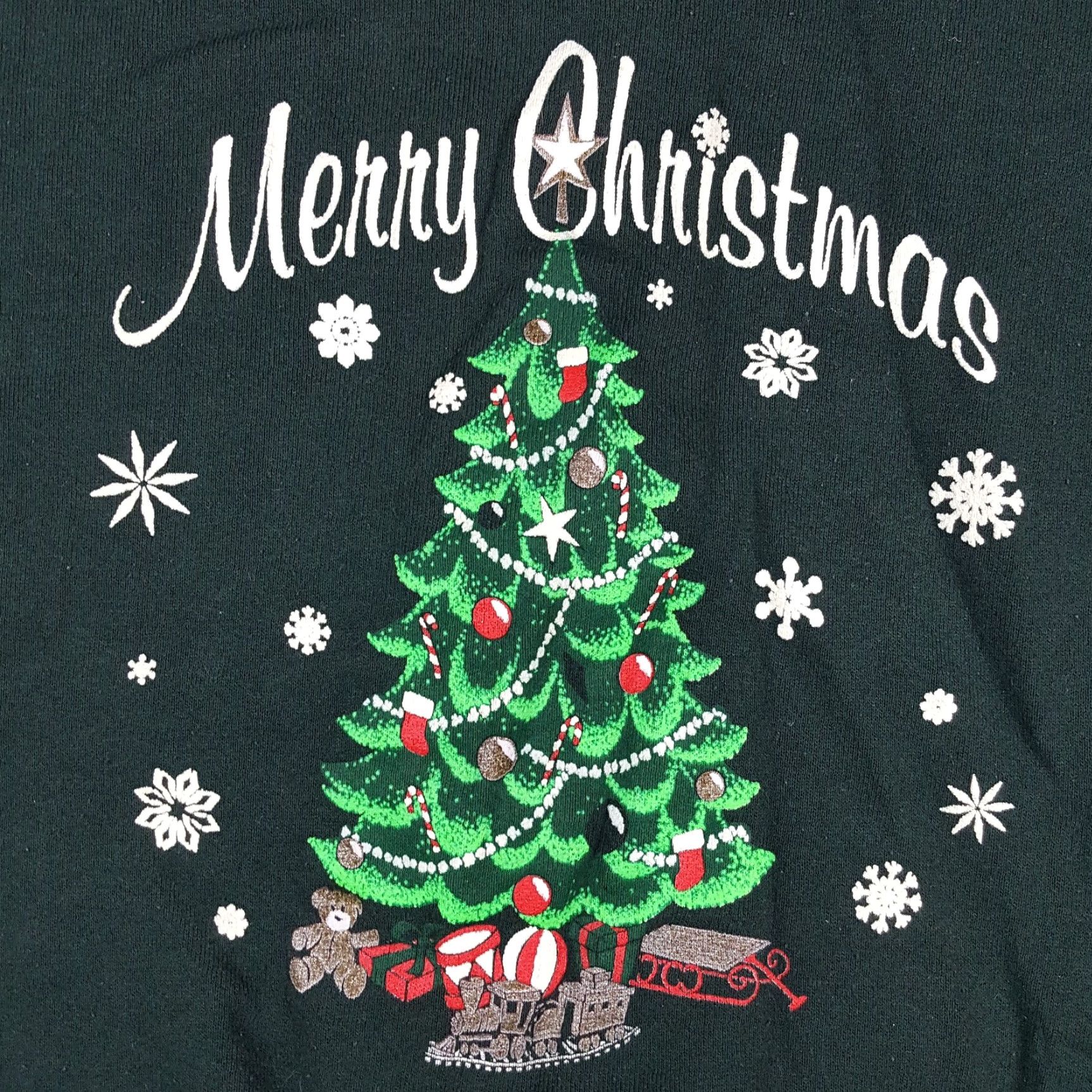 Fruit Of The Loom 90s Merry Christmas Tree Holiday Snowflake Size XL Pullover Crewneck Sweatshirt Size US XL / EU 56 / 4 - 3 Thumbnail