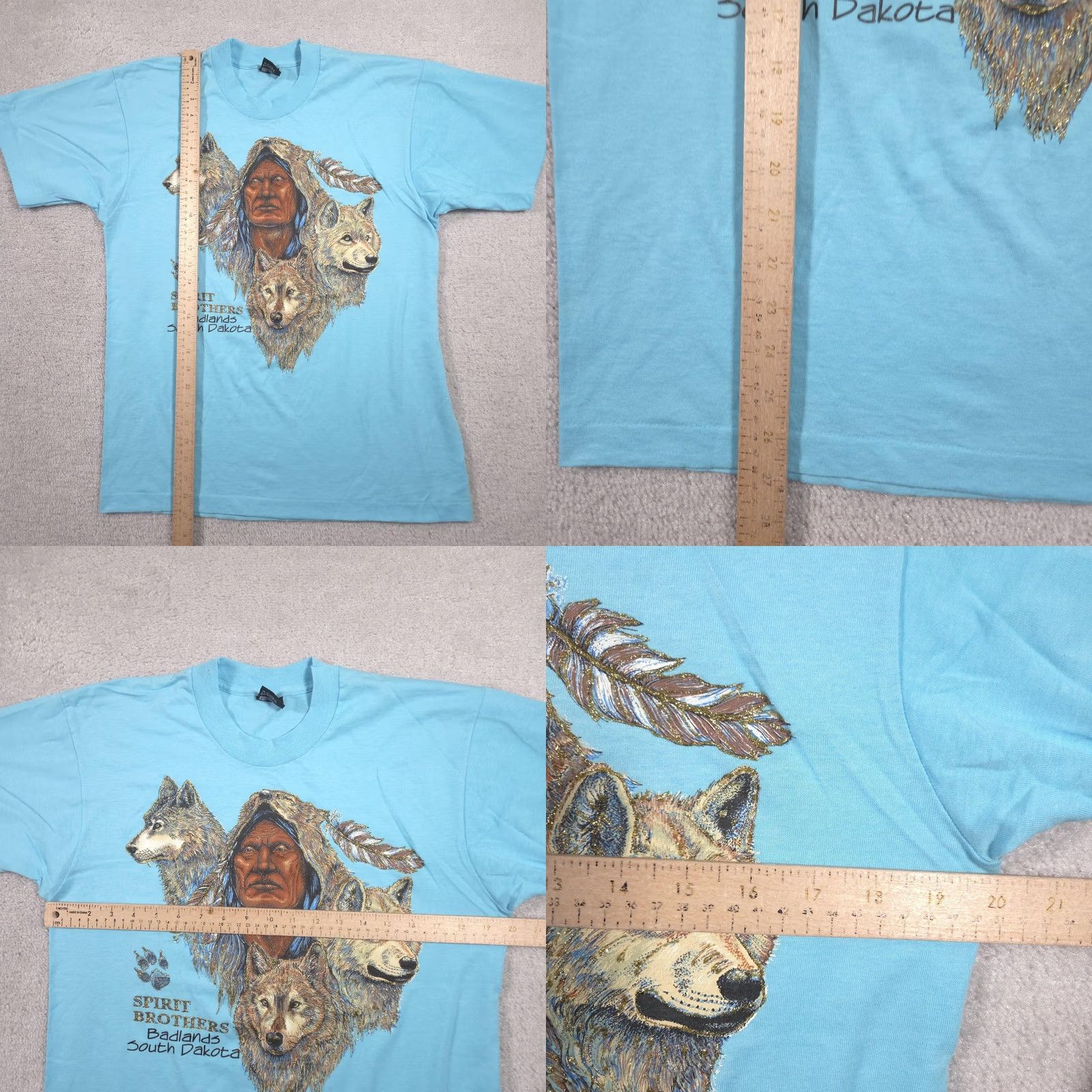 Vintage VINTAGE Screen Stars Best Shirt Mens L Blue Spirit Brothers Wolf Tee 90s Size US L / EU 52-54 / 3 - 9 Thumbnail