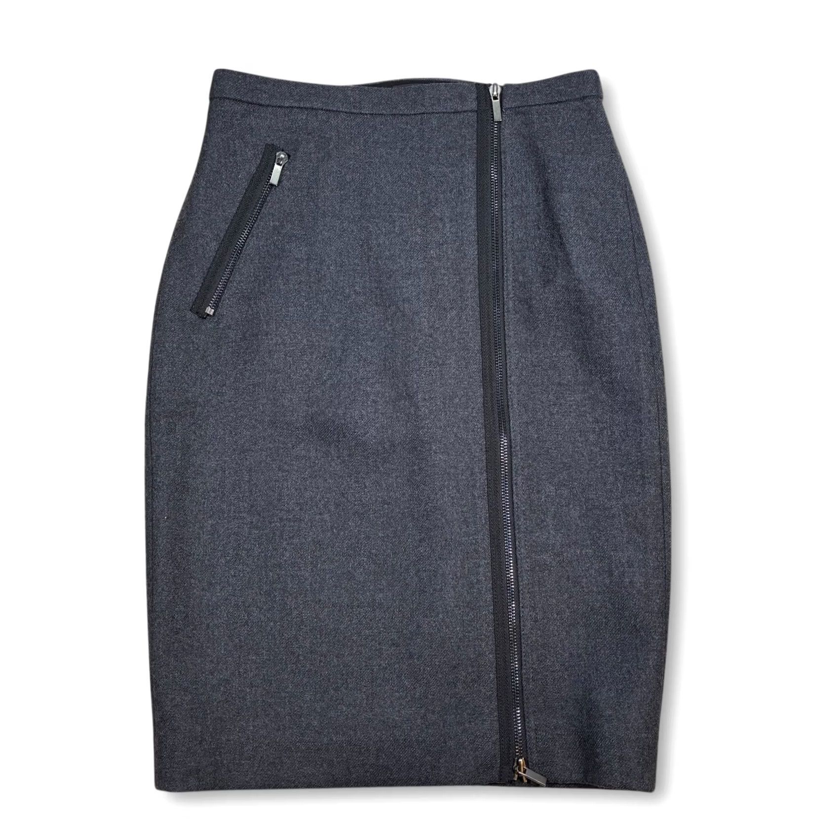J.Crew EUC J. Crew Grey Wool Pencil Skirt Knee Length Zipper Accent Size 0 Size 25" / US 0 / IT 36 - 2 Thumbnail