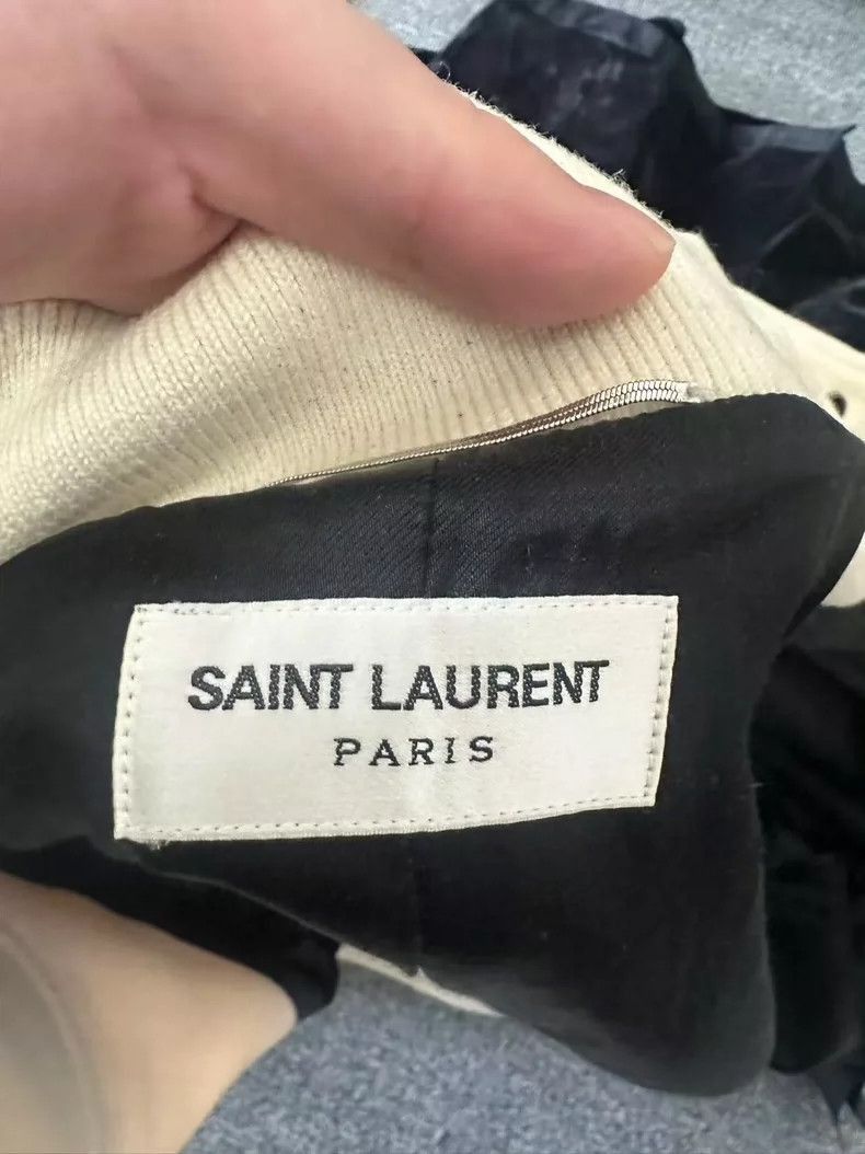 Saint Laurent Paris Saint Laurent White Wool Baseball Jacket-2506 Size US L / EU 52-54 / 3 - 4 Thumbnail