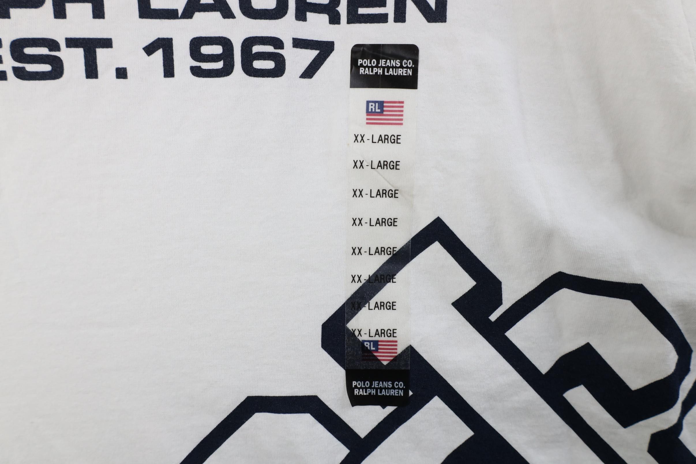 Polo Ralph Lauren Deadstock Vintage 90s Ralph Lauren Monogram Jumbo T-Shirt Size US XXL / EU 58 / 5 - 9 Thumbnail