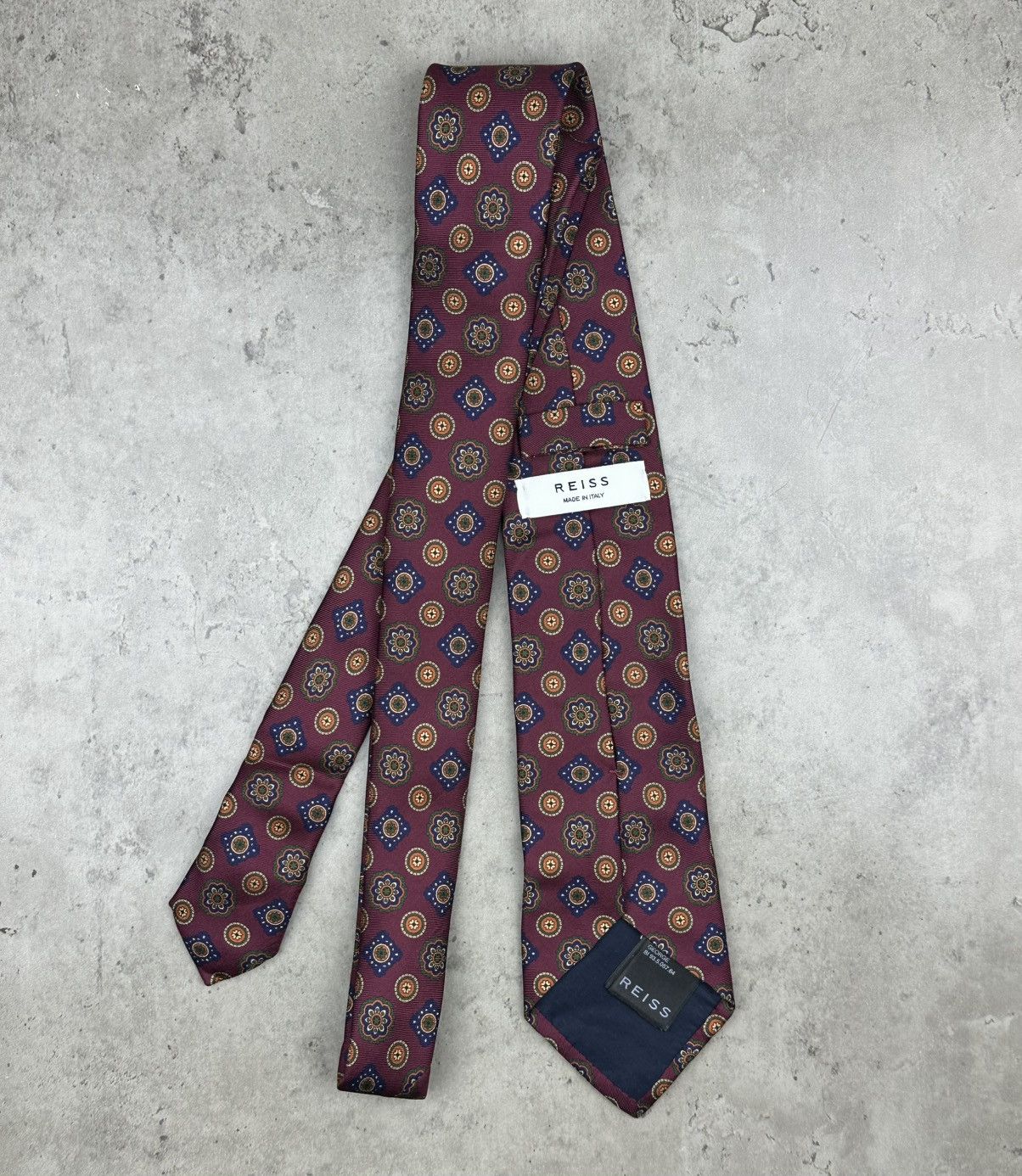 Reiss Reiss Floral Silk Tie Made in Italy Designer Mens Necktie Size ONE SIZE - 5 Thumbnail