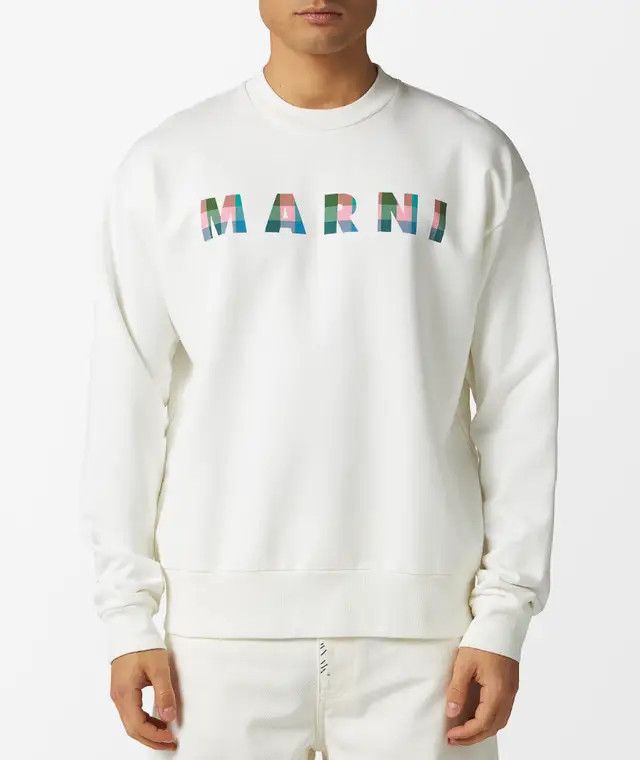 Marni o1mle1025 Logo Crewneck Sweatshirt in White Size US M / EU 48-50 / 2 - 2 Thumbnail