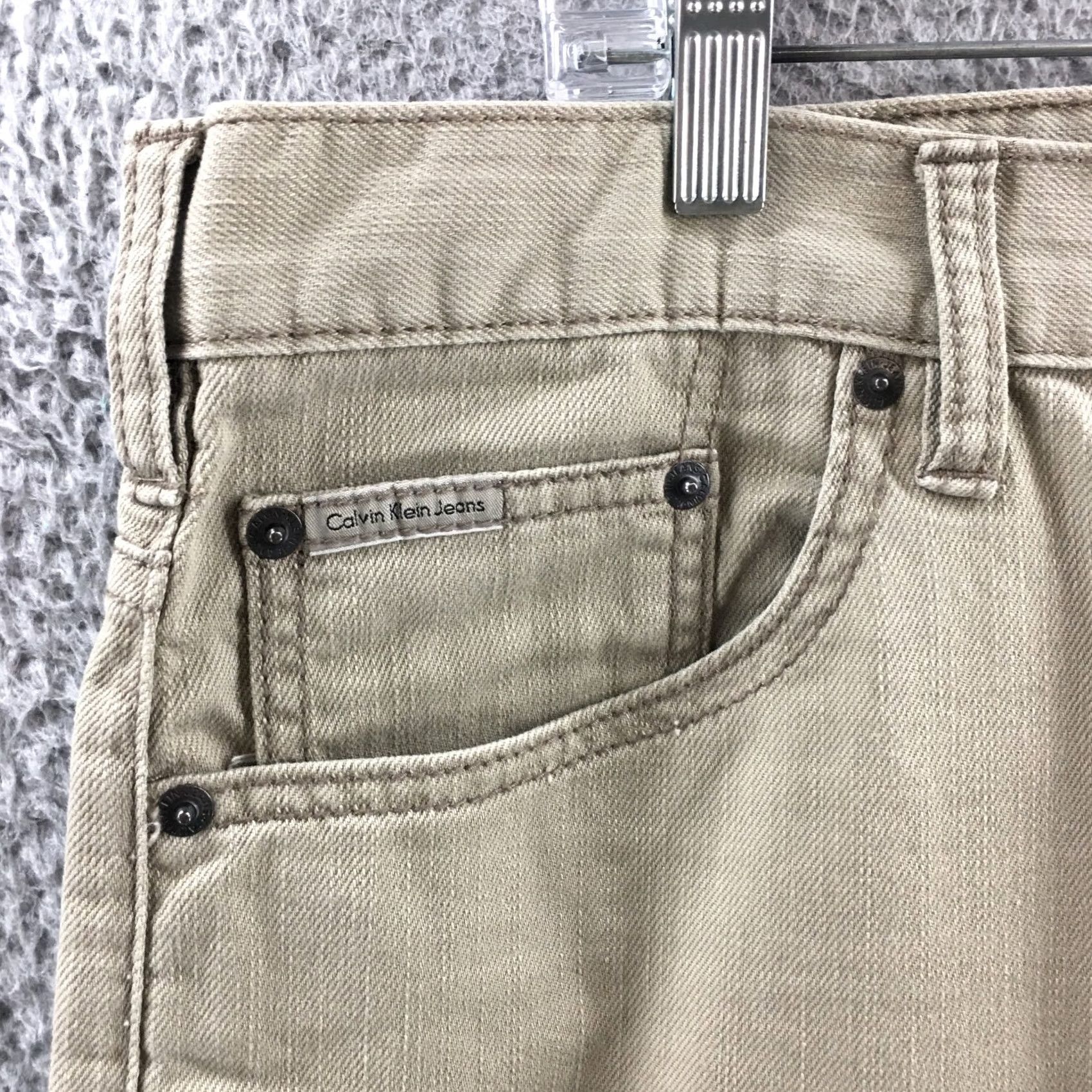 Calvin Klein Calvin Klein Jeans Mens Straight Leg 40x32 Beige Denim Cotton 5-Pocket Regular Slim Jeans Boys Mens? Size US 40 / EU 56 - 3 Thumbnail