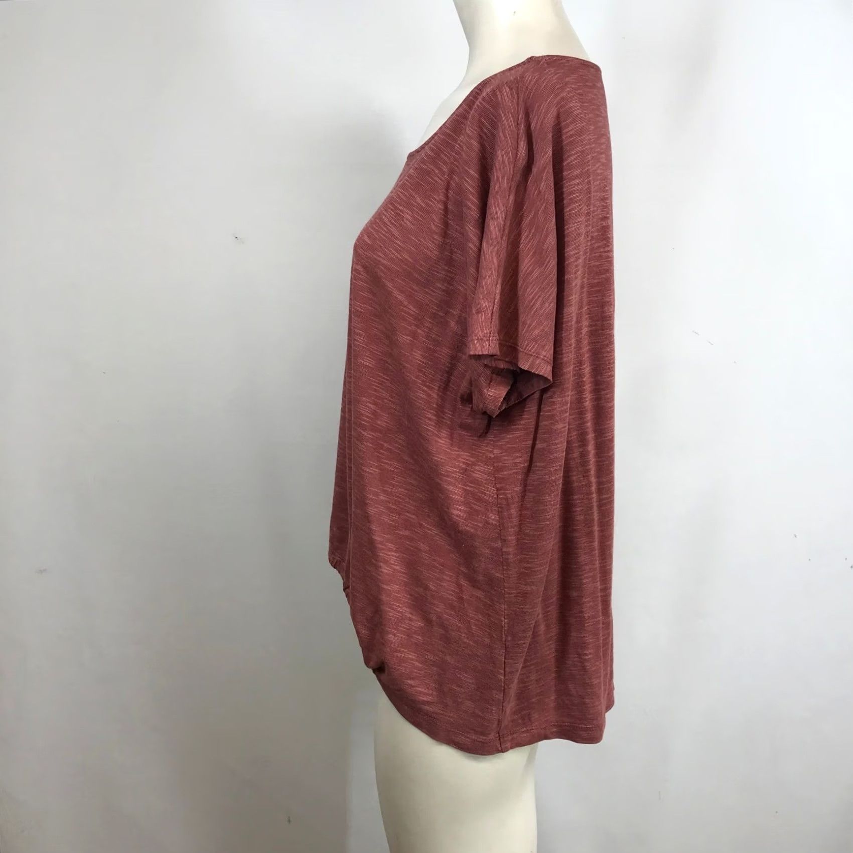 Vintage Garnet Hill T-Shirt Terracotta Space-Dye Drawstring Hem Scoop Neck Short Sleeve Womens S Size S / US 4 / IT 40 - 6 Thumbnail