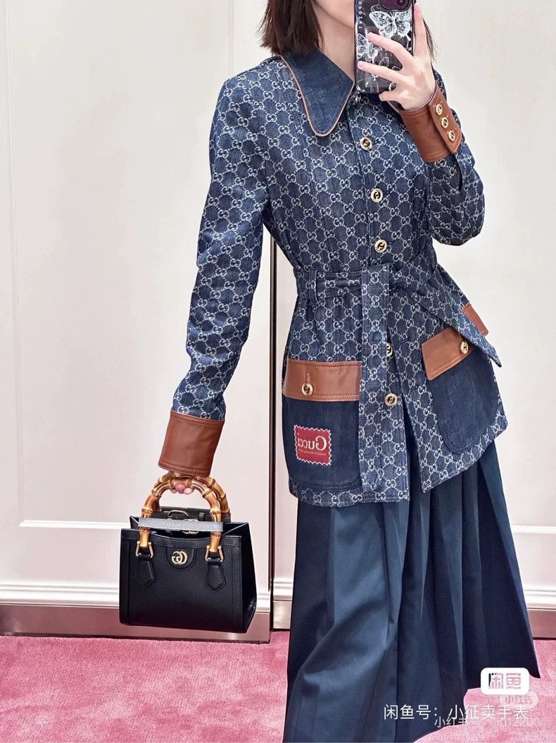 Gucci Gucci Dark blue old flower full print l denim jacket 2504-N Size XS / US 0-2 / IT 36-38 - 7 Thumbnail
