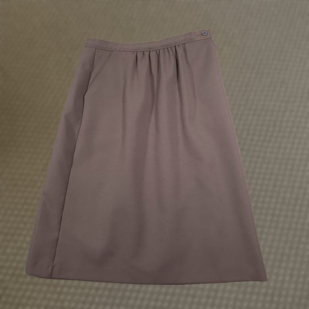 JCPenney JCPenney Skirt Womens 14 Brown A-Line Midi Polyester Twill Pockets Career Office Size 36" / US 14 / IT 50 - 1 Thumbnail