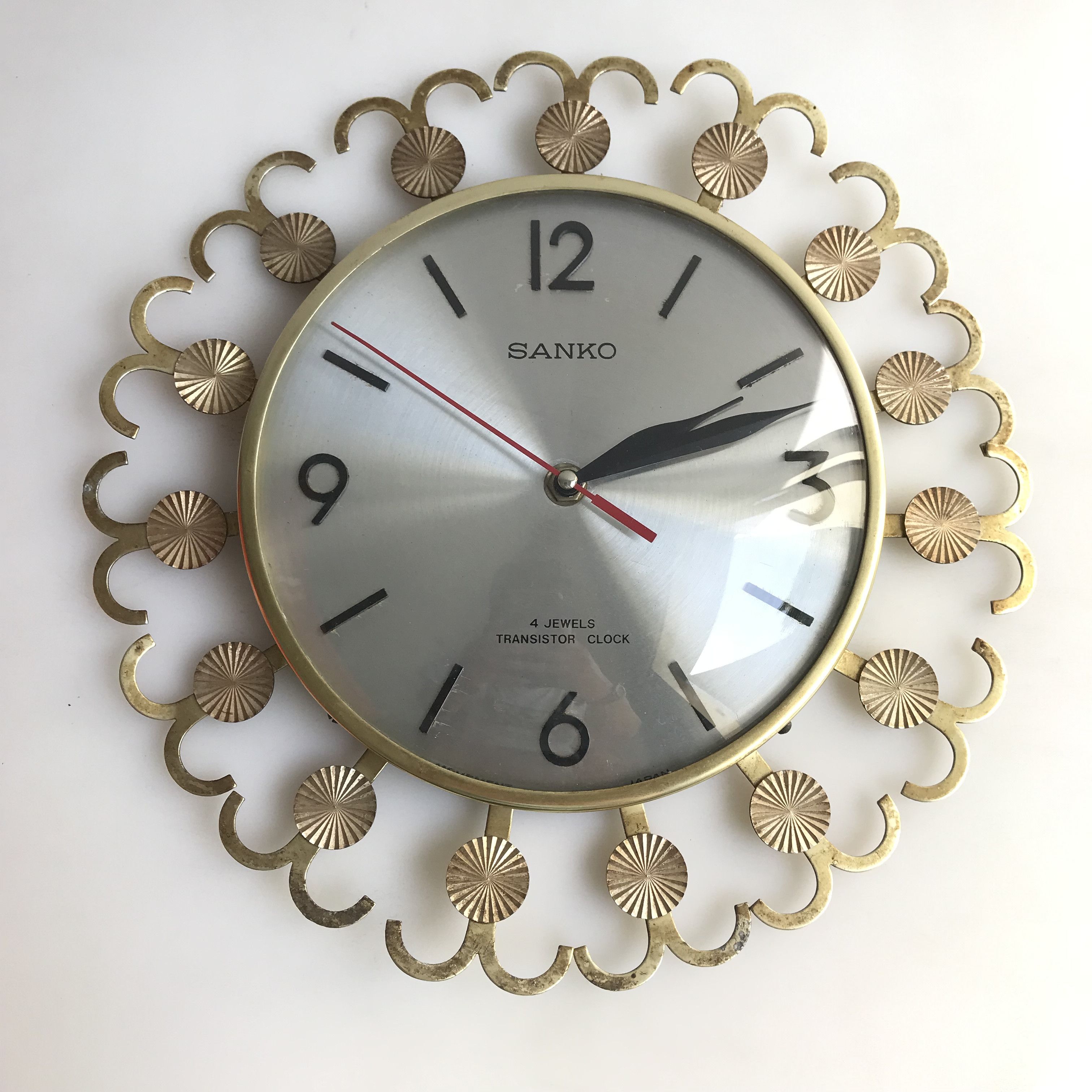 Japanese Brand Mid-Century Sanko Wall Clock Modern Sunburst Wall Clock Size ONE SIZE - 4 Thumbnail