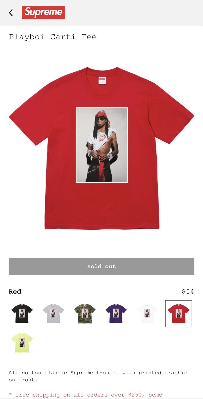 Supreme Supreme Playboi Carti Tee Size US XL / EU 56 / 4 - 1 Thumbnail