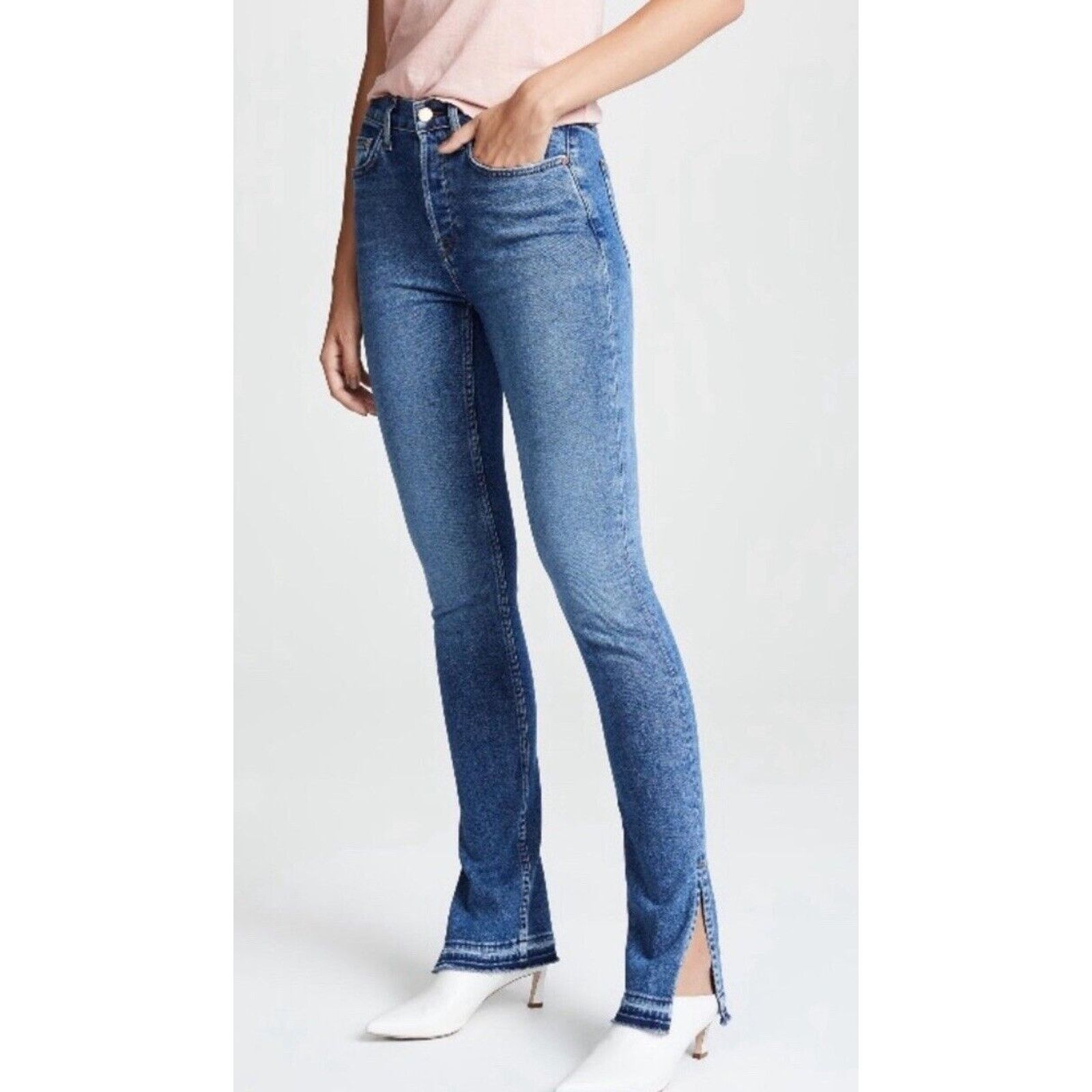 COTTONCITIZEN Cotton Citizen High Split Skinny Leg Frayed Hem Belted sz 27 Size 27" / US 4 / IT 40 - 1 Thumbnail