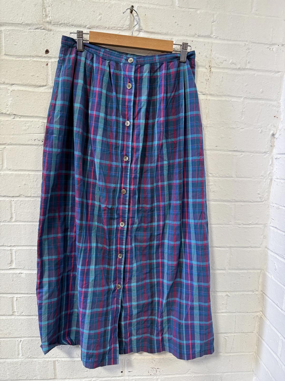 Designer Laura Ashley Women's Checkered Midi Skirt Size 32" / US 10 / IT 46 - 1 Thumbnail