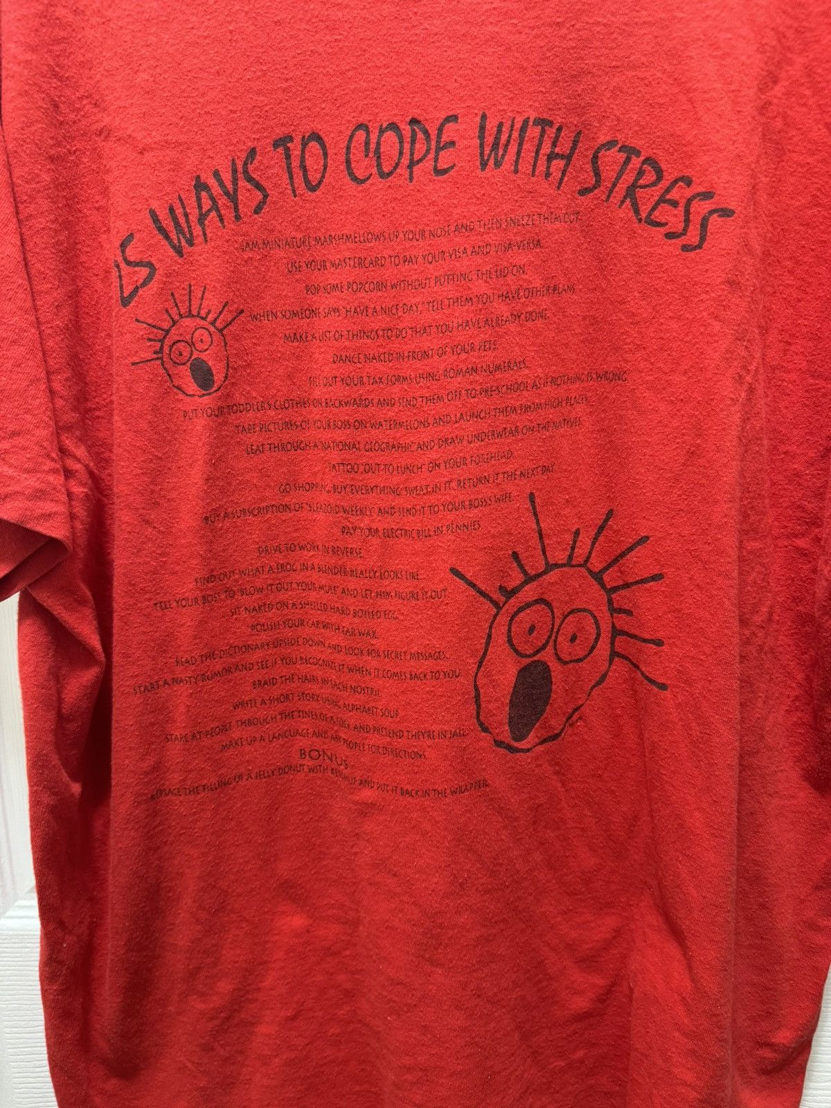 Vintage Vintage Red Cope With Stress 25 List Funny Humor Shirt Size US XL / EU 56 / 4 - 2 Thumbnail