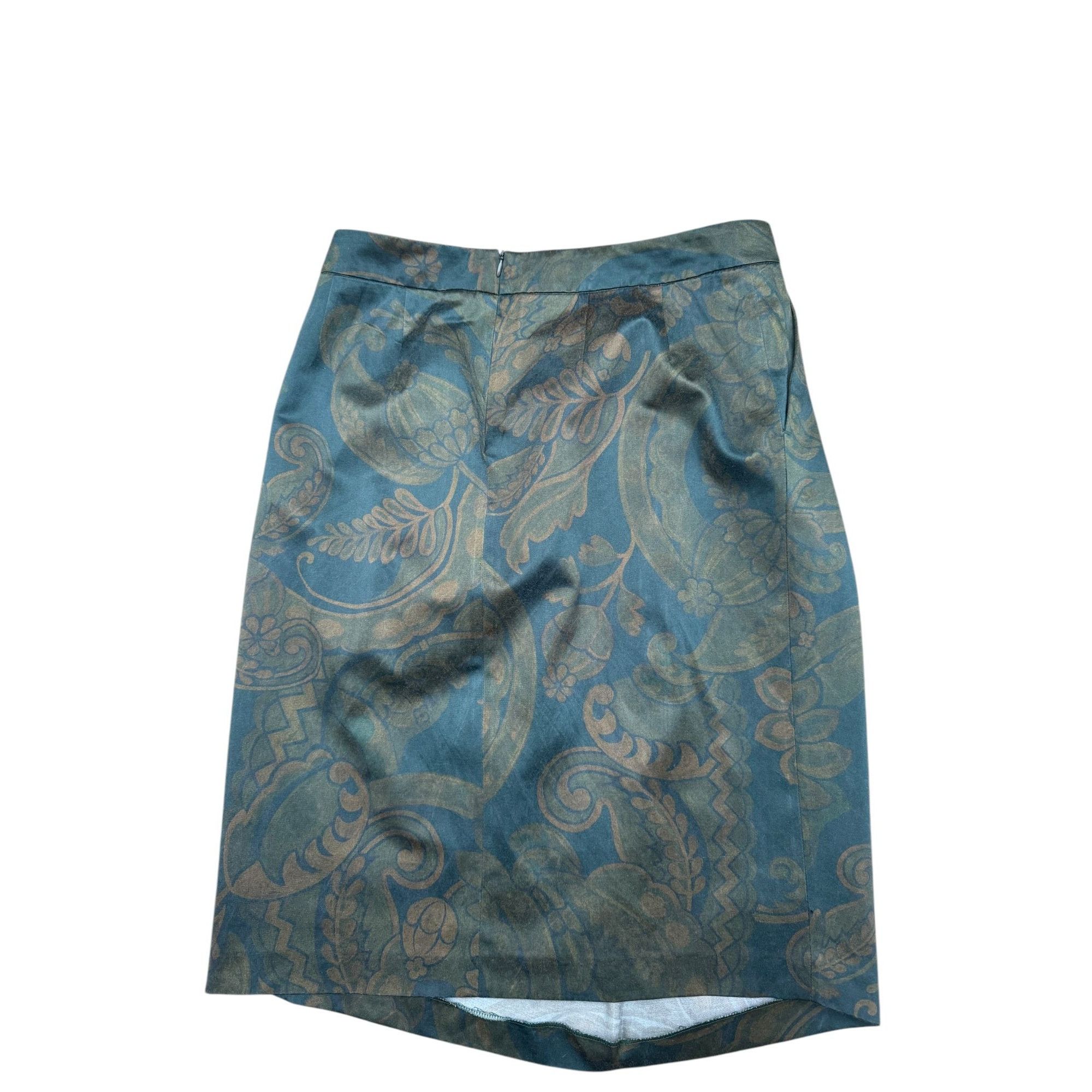 Dries Van Noten Kaki Floral Skirt Size 30" / US 8 / IT 44 - 3 Thumbnail