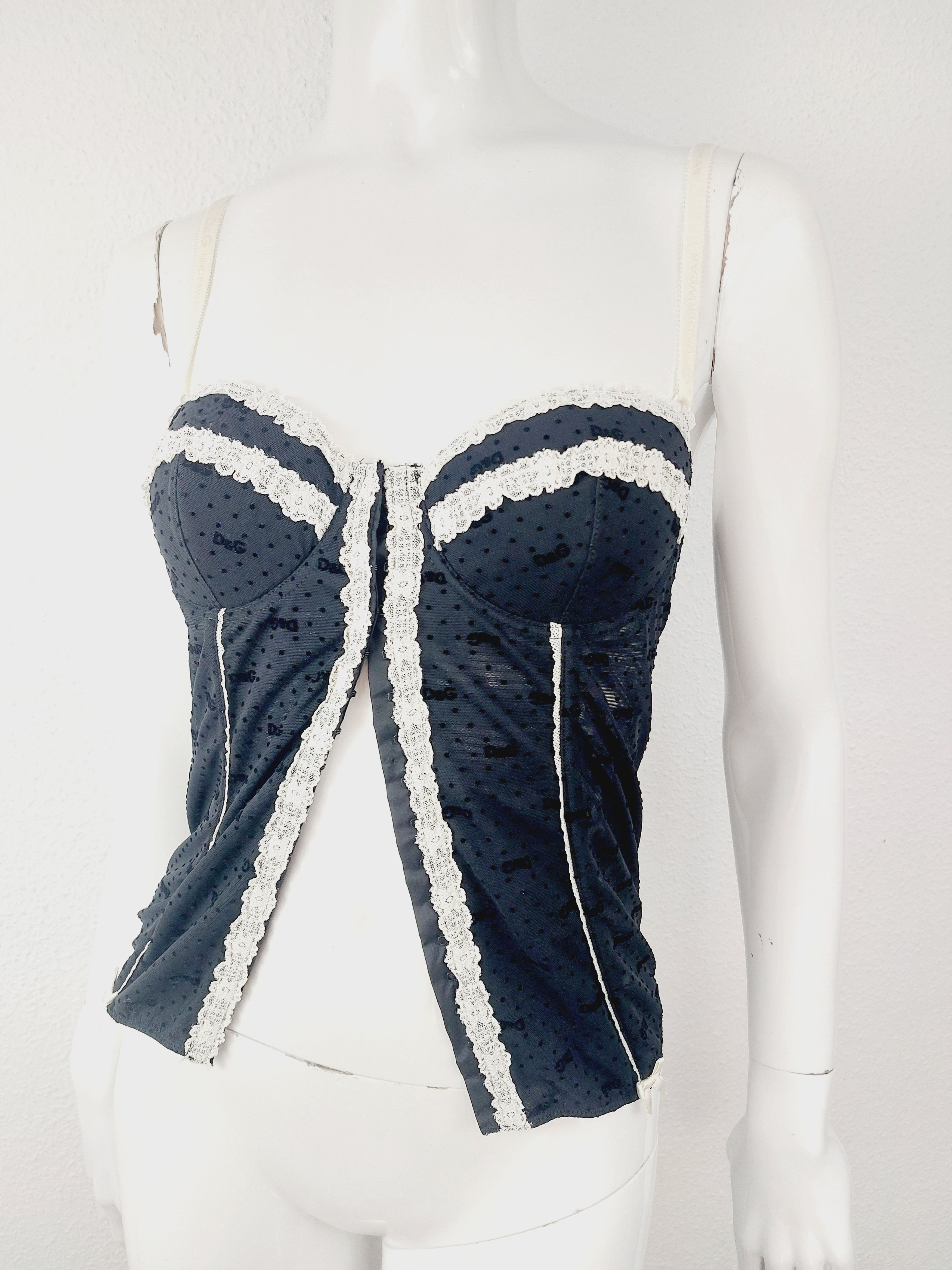 Dolce & Gabbana Dolce and Gabbana D&G Logo Net Mesh Ribbon Bustier Corset Size S / US 4 / IT 40 - 3 Thumbnail