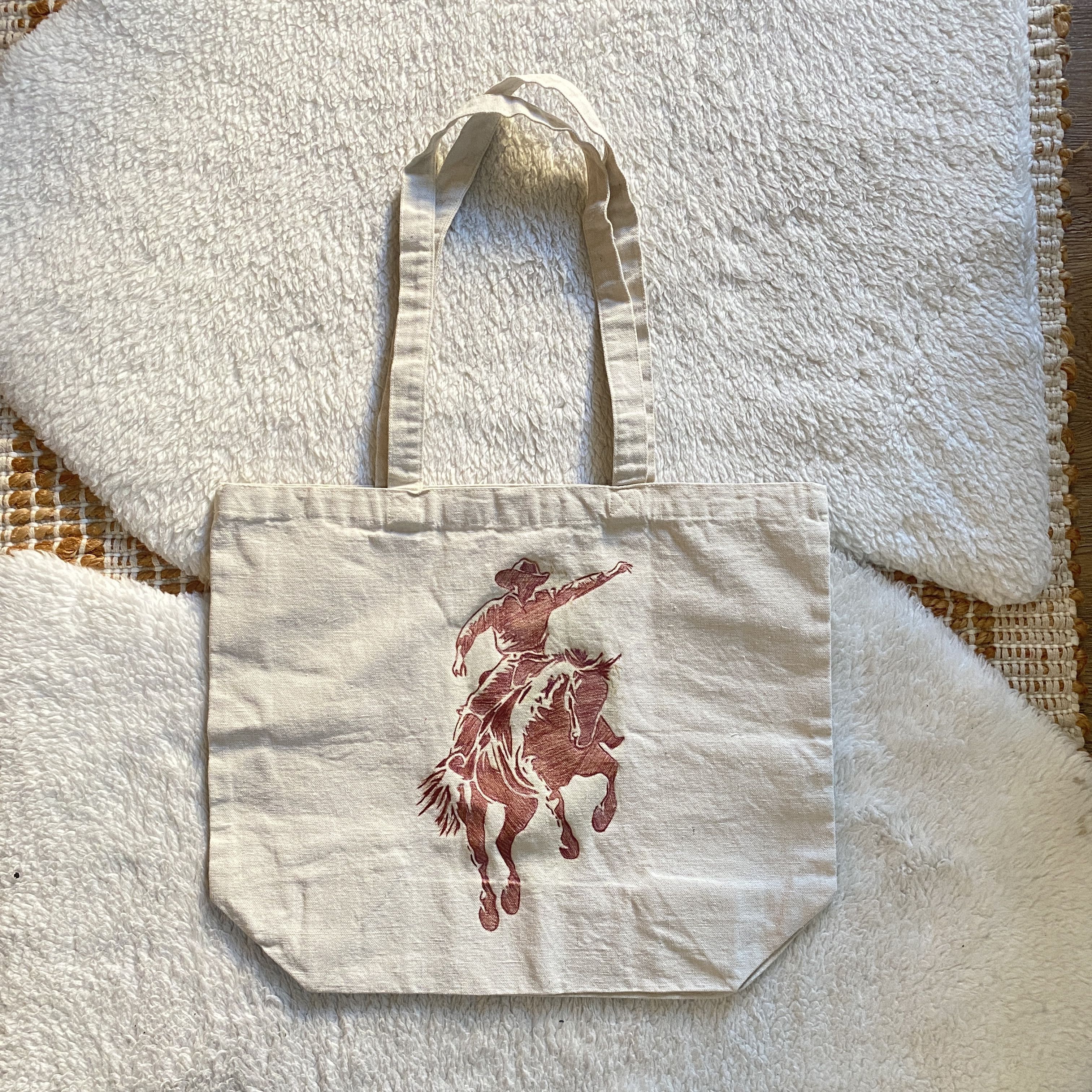 Other Hand-Burned Cowboy Canvas Tote Bag – One-of-a-Kind Design Size ONE SIZE - 12 Thumbnail