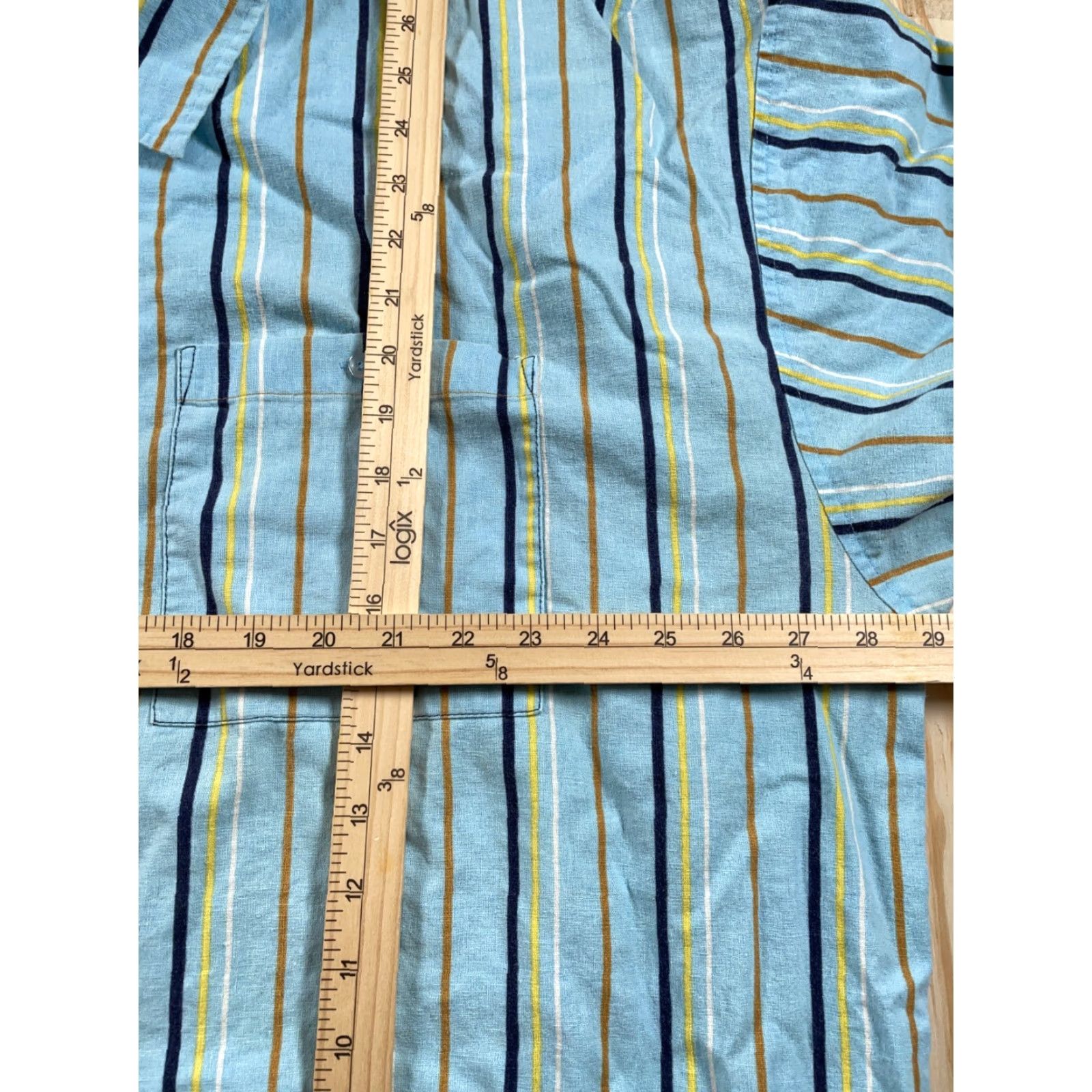Vintage VINTAGE DADA SHIRT Striped Short Sleeve Men 3XL Light Blue Linen-Cotton Damani Dada Tag Hip Hop Retro Style 90s Mens Size US XXL / EU 58 / 5 - 6 Thumbnail