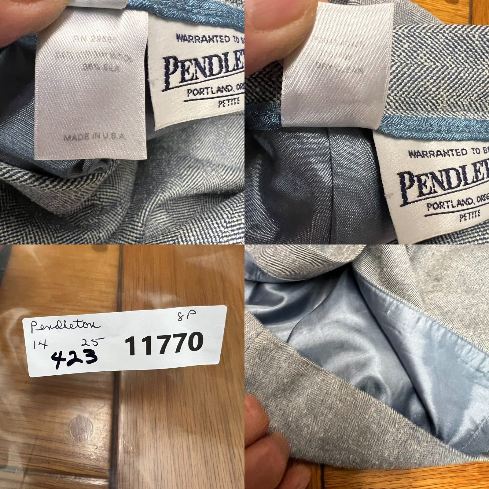 Pendleton VINTAGE Pendleton Wool Check Skirt 8P Gray/Blue High Rise Straight Pencil Womens 80s 90s Preppy Size 30" / US 8 / IT 44 - 8 Thumbnail