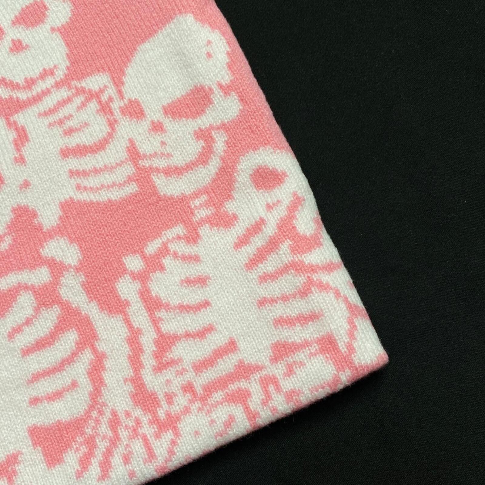 Japanese Brand Y2k Skeleton Graphic design No Cuff Knit Pink Beanie Size ONE SIZE - 4 Thumbnail
