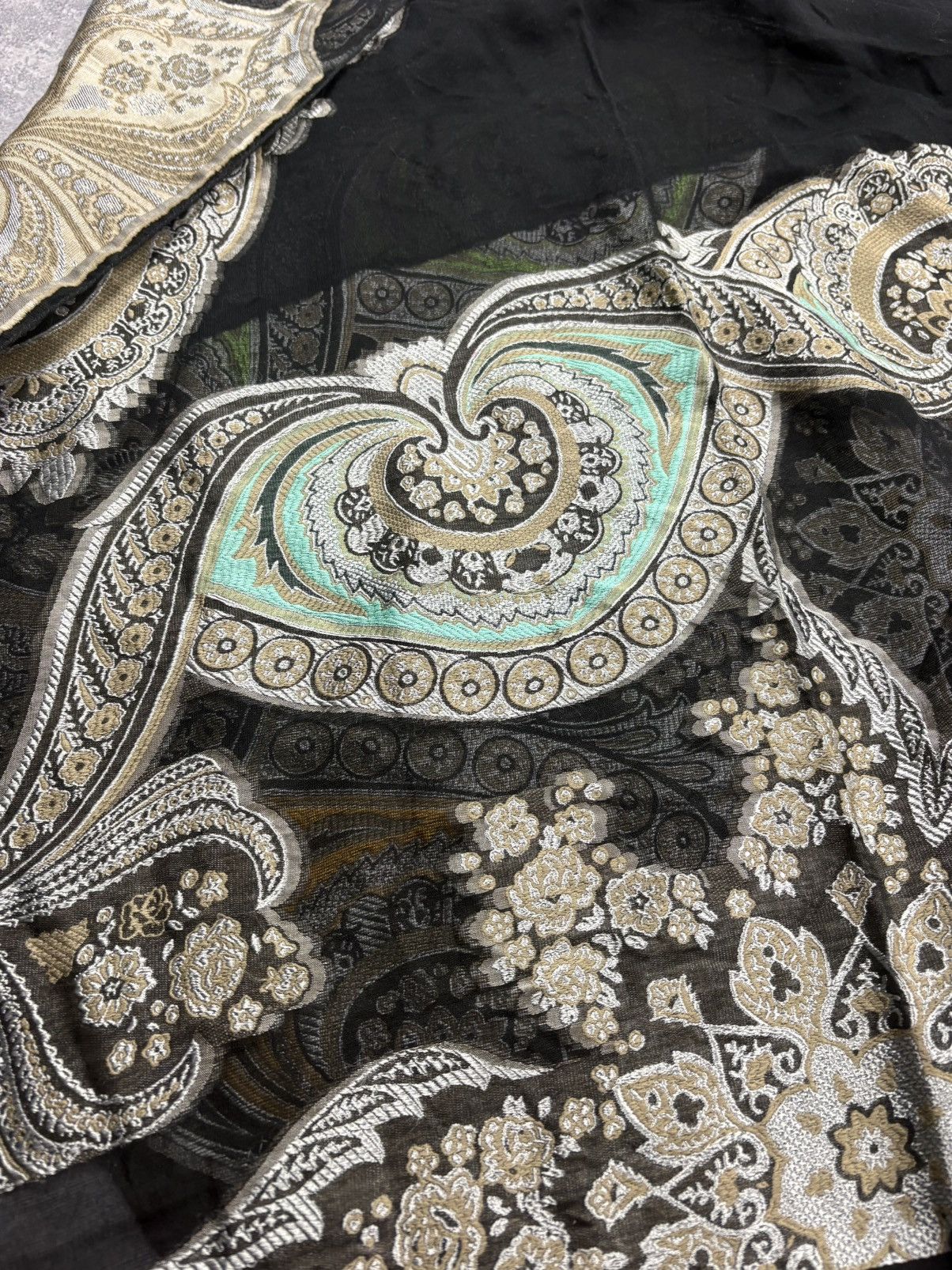 Etro ETRO Vintage Luxury Monogram Y2k Silk Cotton Scarf Rare Size ONE SIZE - 8 Thumbnail
