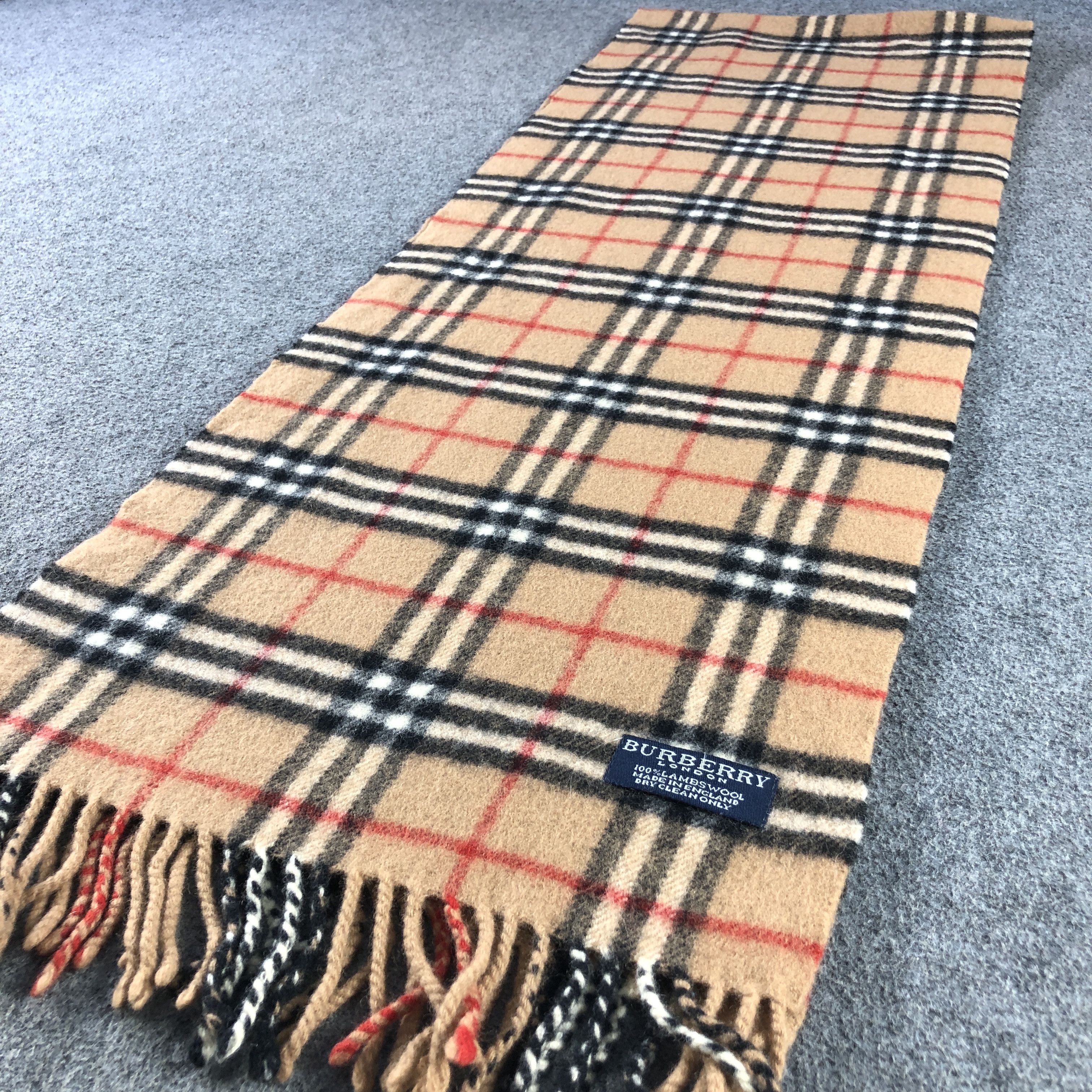 Burberry Burberry Tan Nova Check Wool Scarf Muffler V2875 Size ONE SIZE - 3 Thumbnail