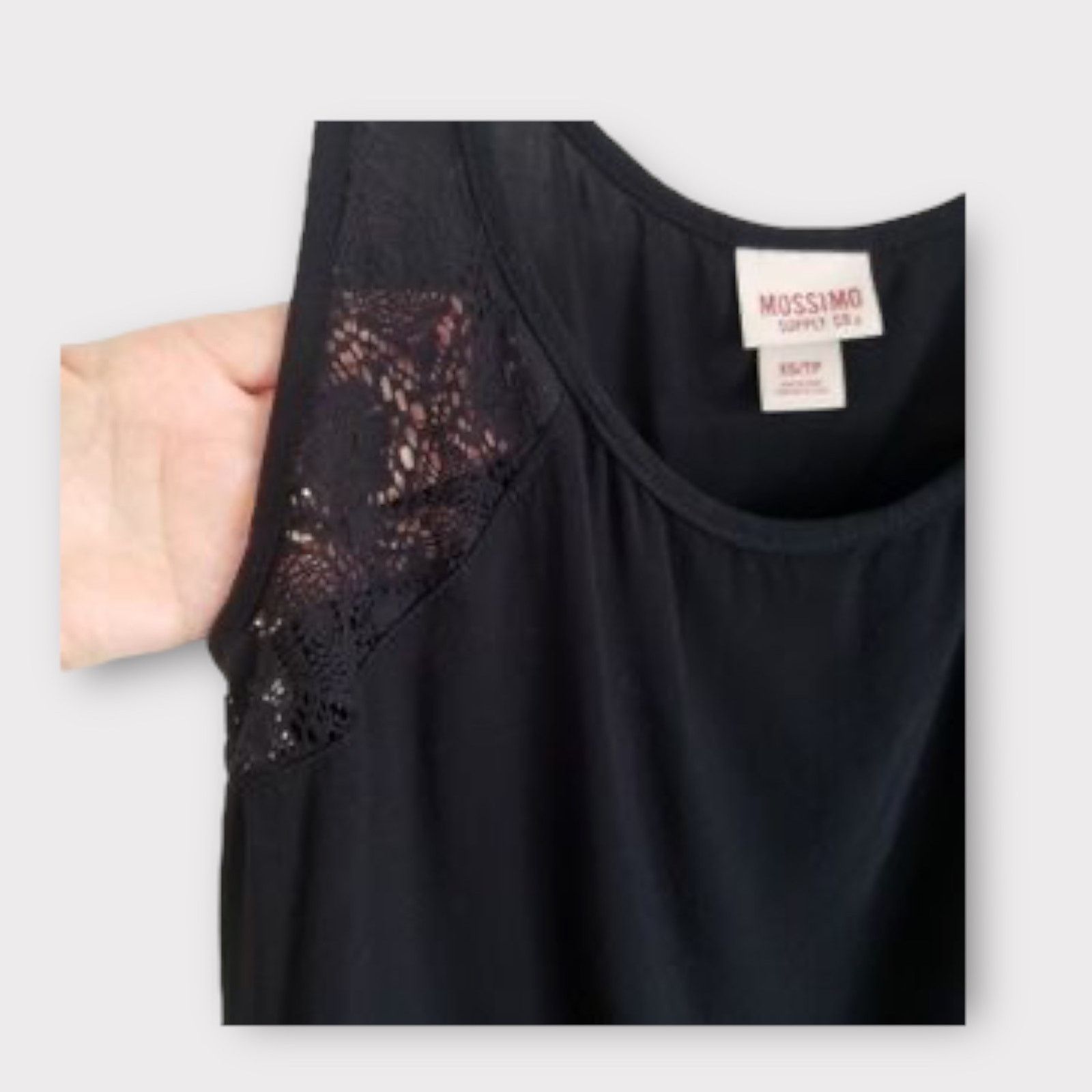 Vintage Mossimo Supply Co | Lace Detail Accent Black Tank Top Size S / US 4 / IT 40 - 4 Thumbnail