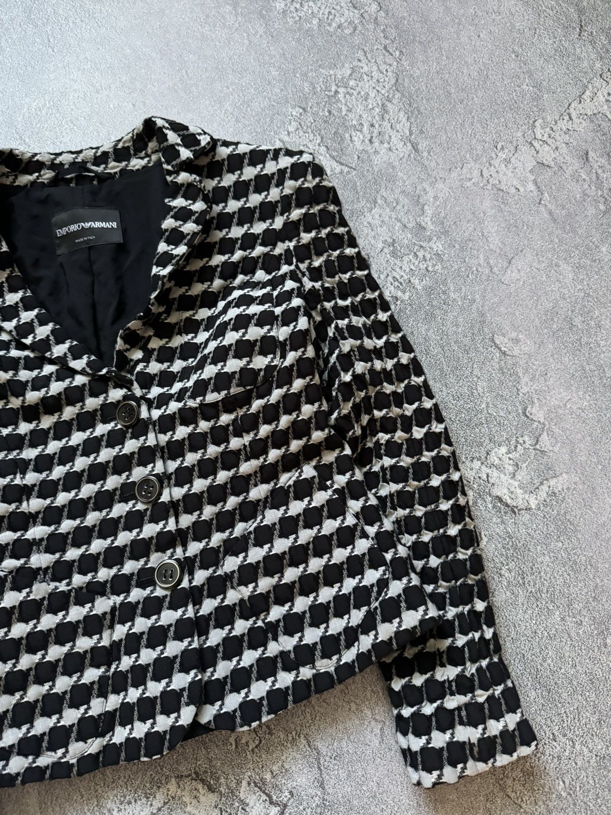 Vintage Emporio Armani 42 checkered black white blazer button jacket Size M / US 6-8 / IT 42-44 - 12 Thumbnail