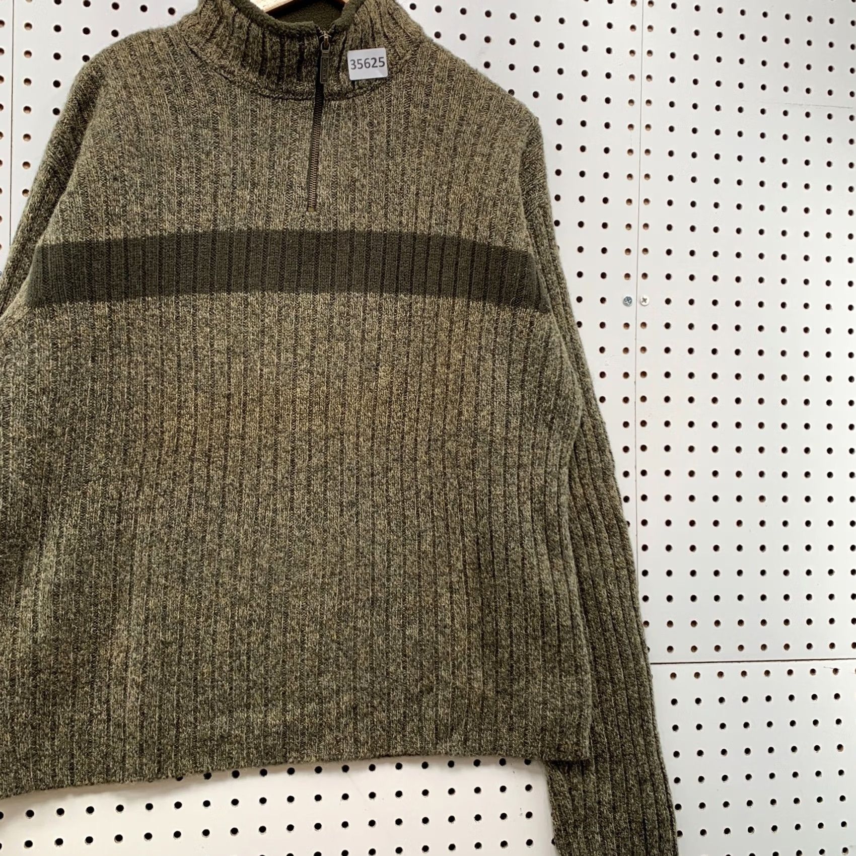 American Eagle Outfitters American Eagle Sweater Mens Medium Brown 1/4 Zip 100% Wool Rib Knit 25x26 Size US M / EU 48-50 / 2 - 4 Thumbnail