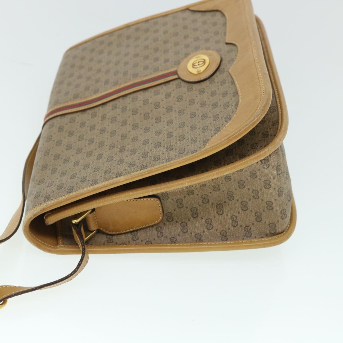Gucci GUCCI Micro GG Canvas Web Sherry Line Shoulder Bag Beige Size ONE SIZE - 3 Thumbnail