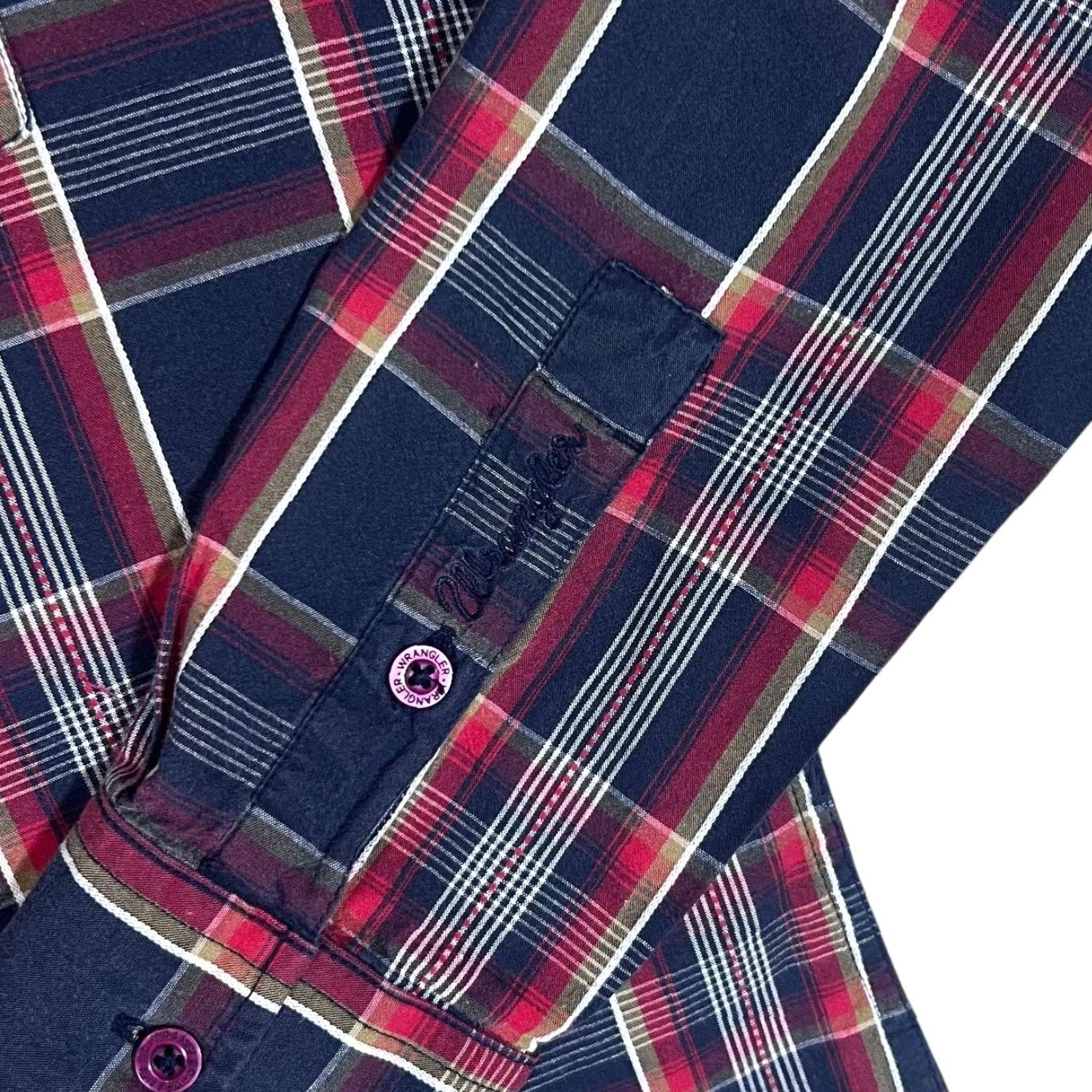 Wrangler WRANGLER Regular Navy Red Plaid Long Sleeve Cotton Shirt Large Shirt Mens Size US L / EU 52-54 / 3 - 3 Thumbnail