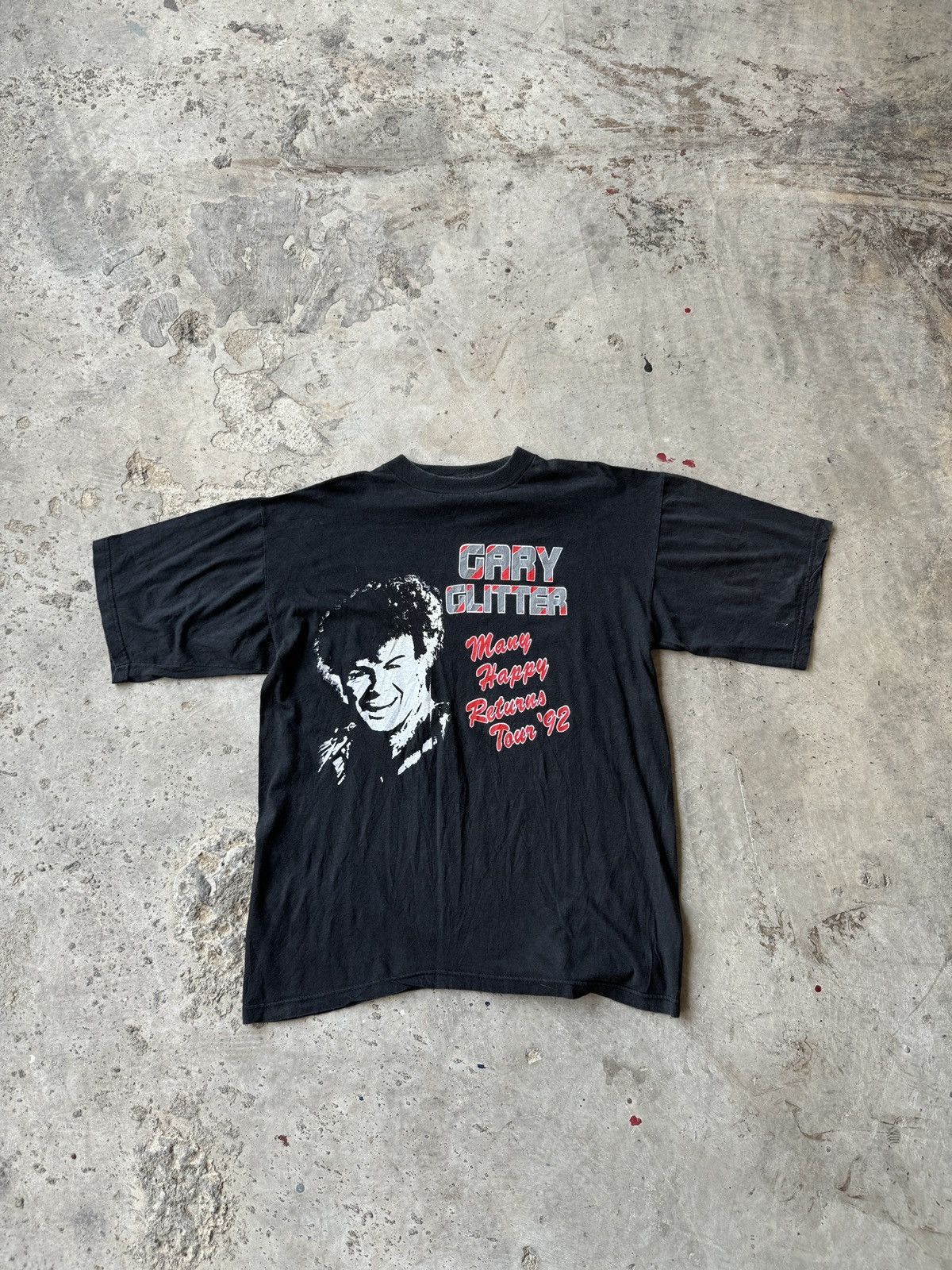 image of Band Tees x Rock T Shirt Vintage Gary Glitter T Shirt 1992 Tour Like David Bowie in Black (Size XL)