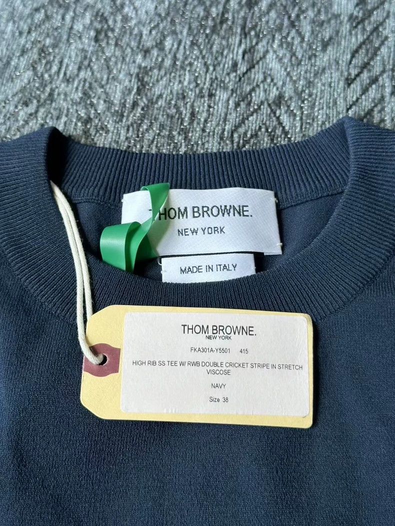 Thom Browne Thom Browne size38 Dark blue striped knit short sleeves Size XS / US 0-2 / IT 36-38 - 4 Thumbnail