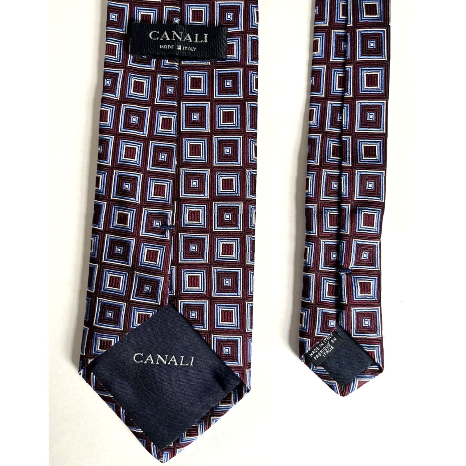 Canali Canali Tie Geometric Silk Made in Italy Men’s Wide 59" Purple Multicolor Designer Luxury Size ONE SIZE - 6 Thumbnail