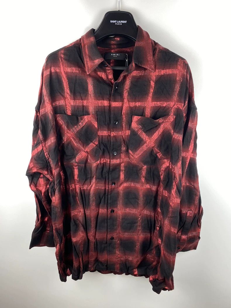 Amiri Amiri Red Plaid Glitter Shirt Size US M / EU 48-50 / 2 - 1 Thumbnail