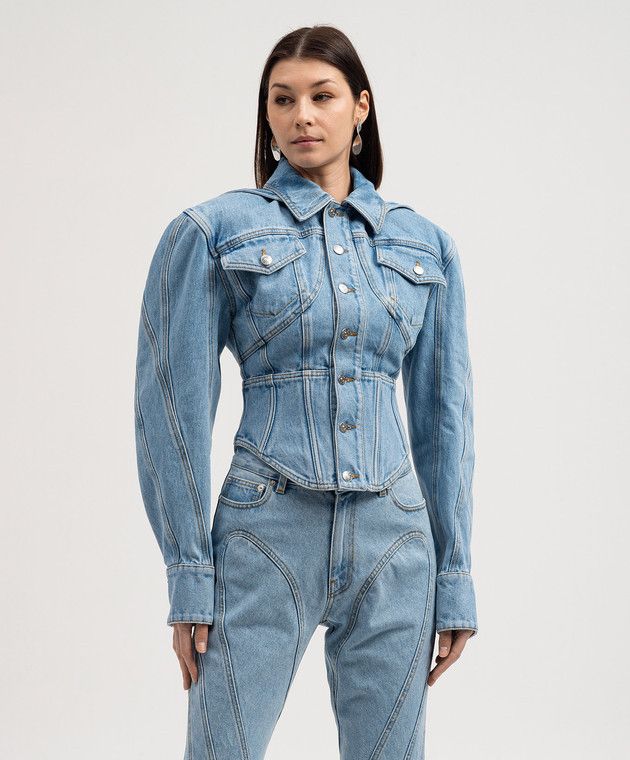 Mugler o1s22i1n1024 Corset Denim Jacket in Blue Size XS / US 0-2 / IT 36-38 - 3 Thumbnail