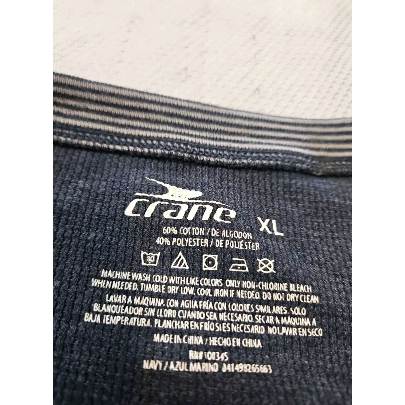 Layer 8 Crane Shirt Mens XL Blue Thermal Base Layer Waffle Knit Casual Tee Top Size US XL / EU 56 / 4 - 6 Thumbnail