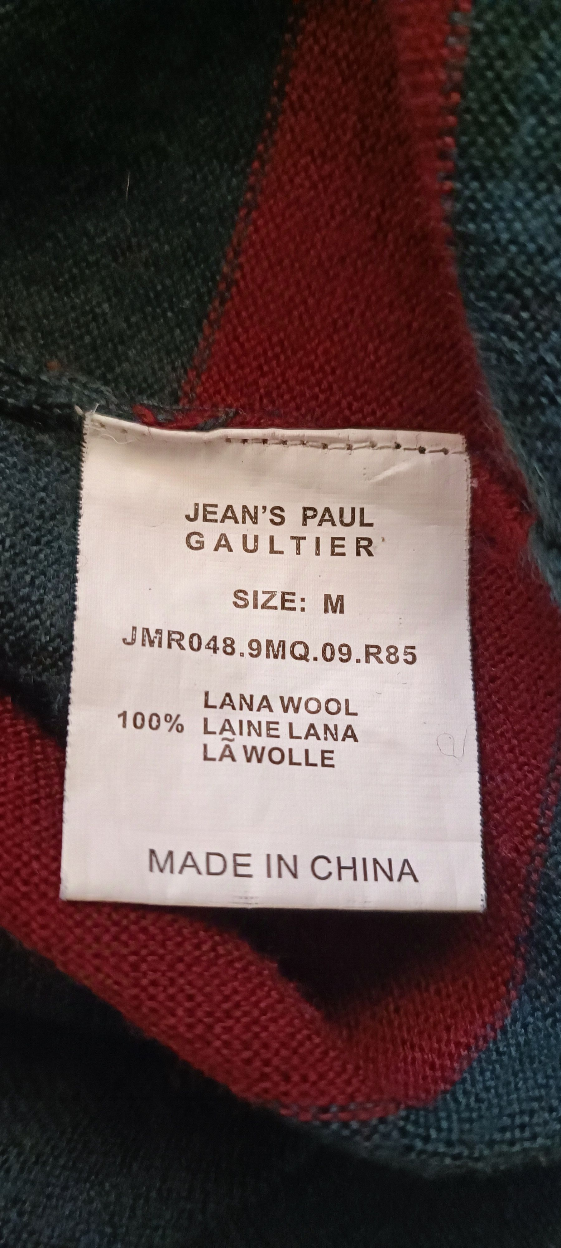 Jean Paul Gaultier Wool knit sweater in dark gray with red stripes Size US M / EU 48-50 / 2 - 7 Thumbnail